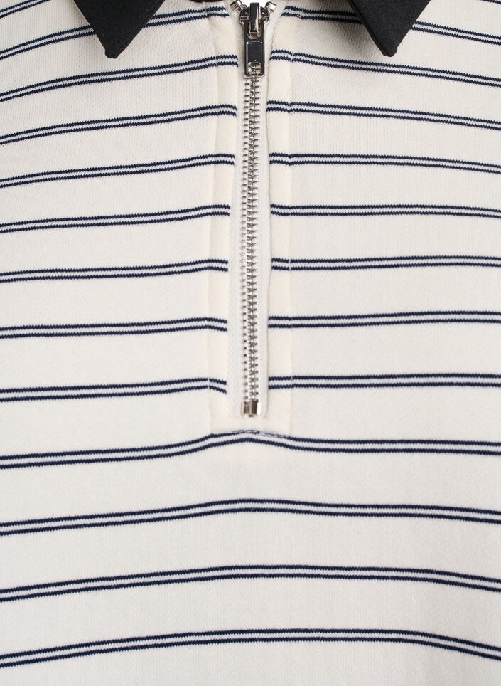 Poloshirt mit Streifen und Reißverschluss, Weiß, Packshot image number 2