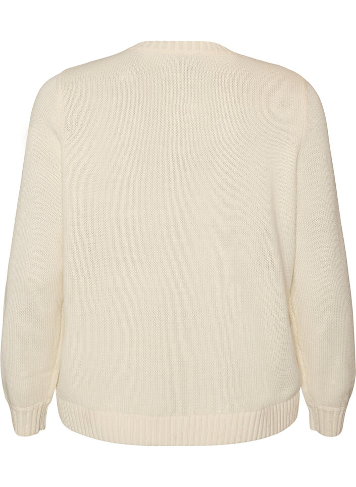 Strickjacke mit Zopfmuster, Vanille, Packshot image number 1