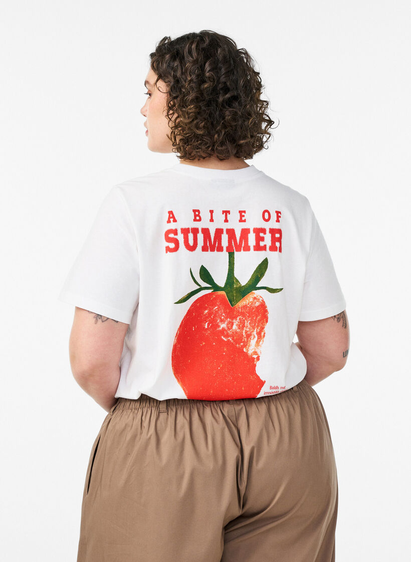 T-shirt aus Baumwolle mit Print, Wei&szlig;, Model image number 0