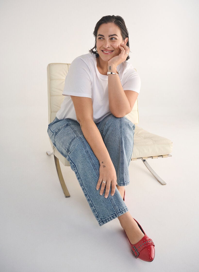 Cargojeans mit hoher Taille, Blau, Image image number 0