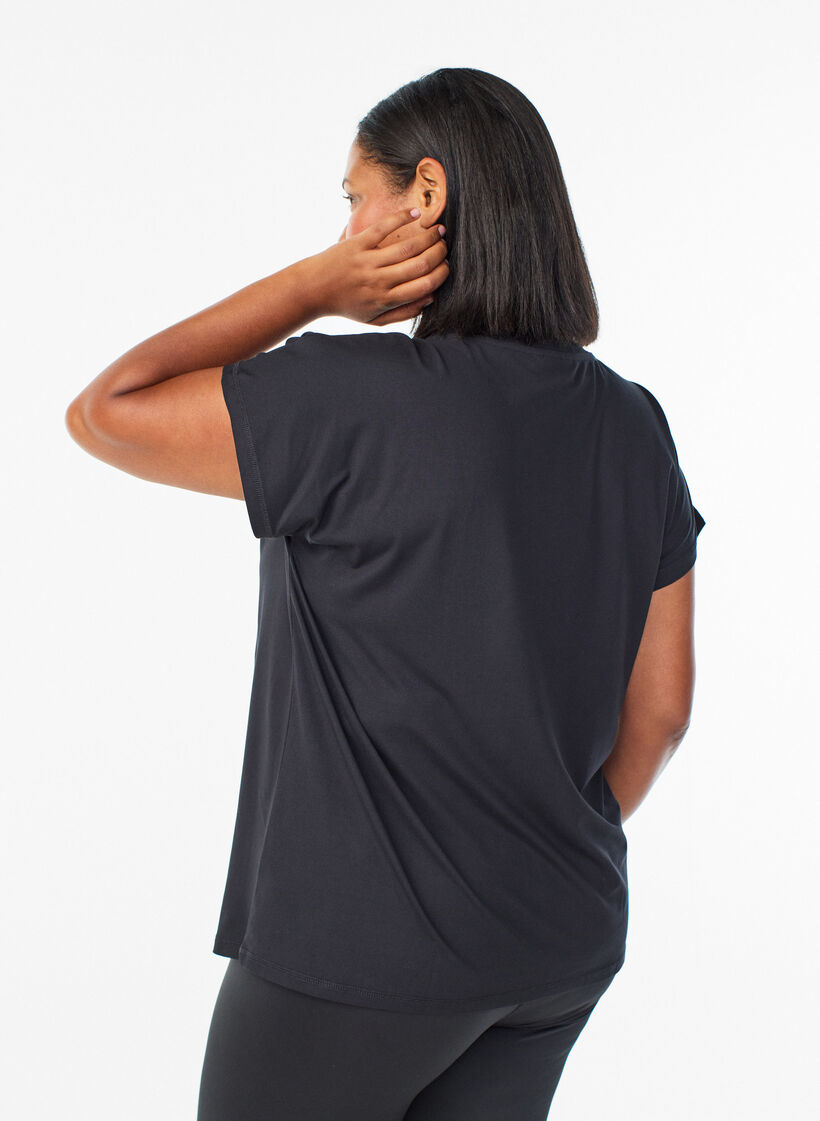 Einfarbiges Trainings-T-Shirt, Schwarz, Model image number 2