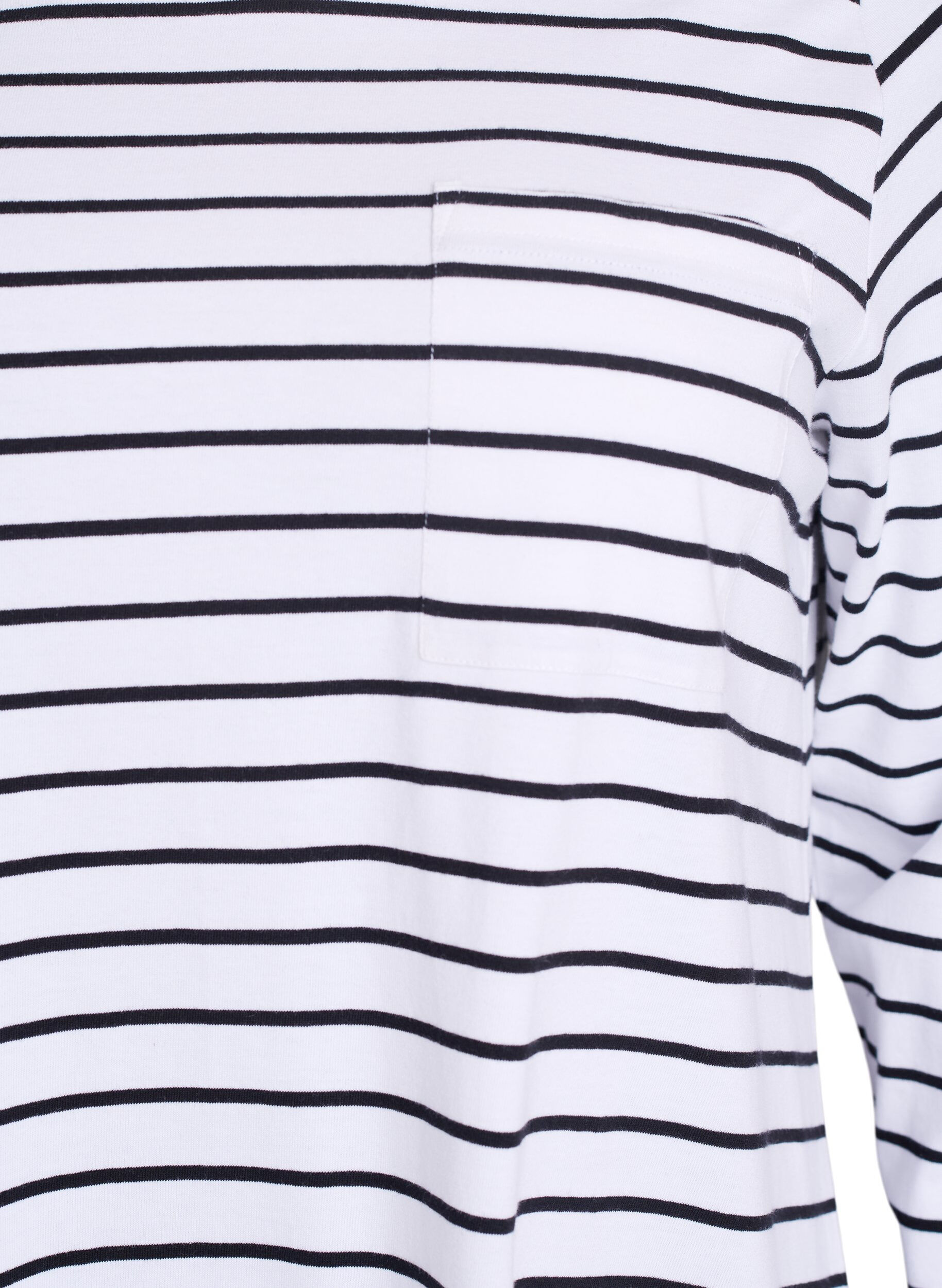 ZizziGestreiftes Nachthemd aus Bio-Baumwolle, Wei&szlig;, Packshot image number 2