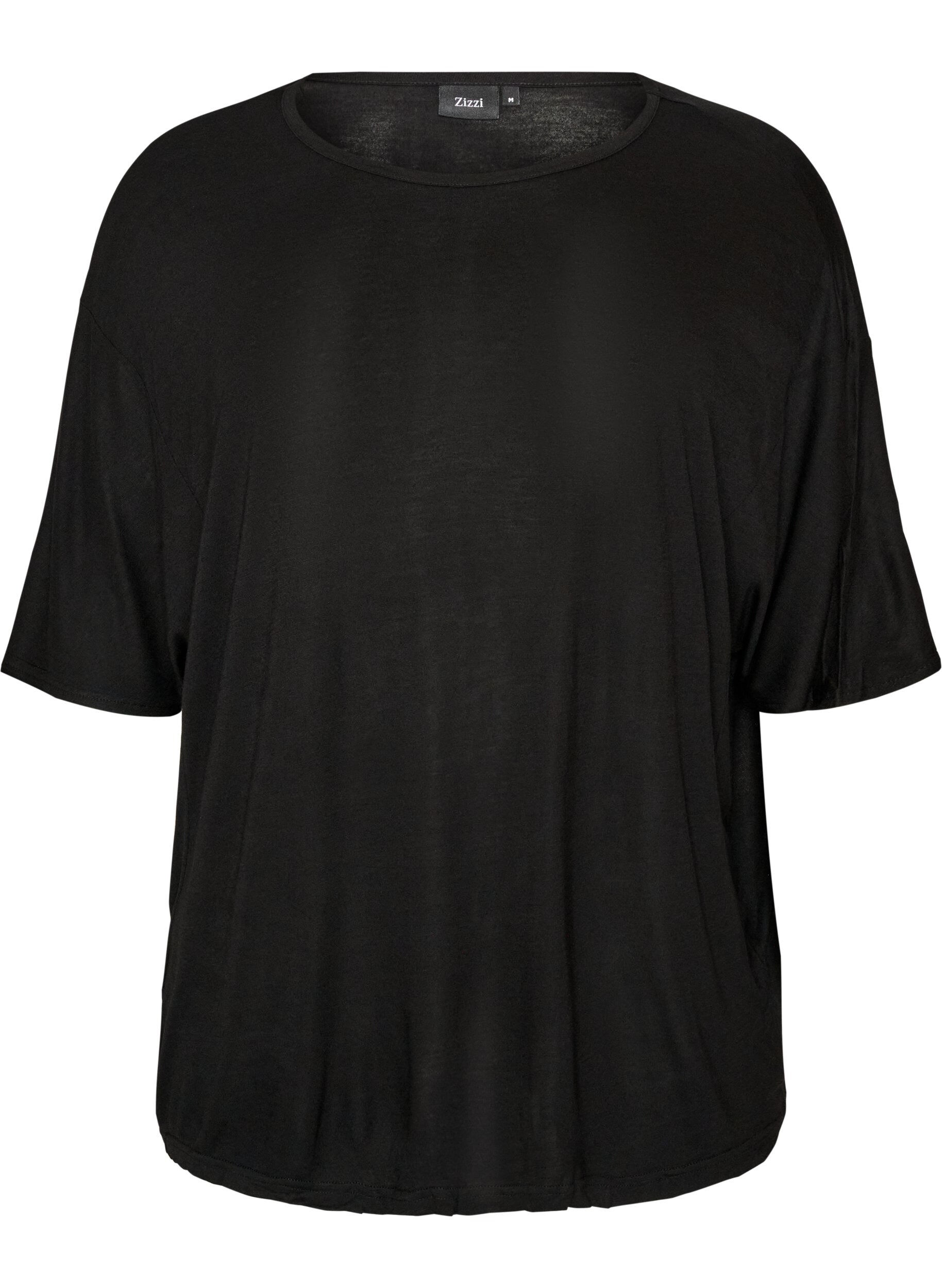 ZizziLockeres T-Shirt aus Viskose-Jersey, Schwarz, Packshot image number 0
