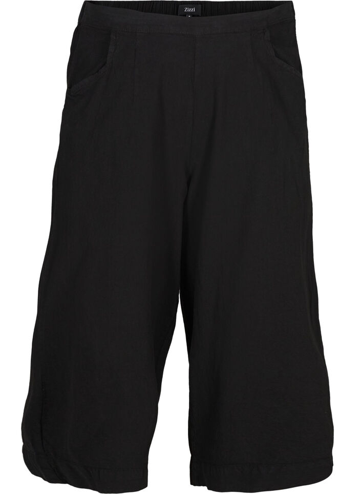 Lockere Culottes aus Baumwolle, Black, Packshot image number 0