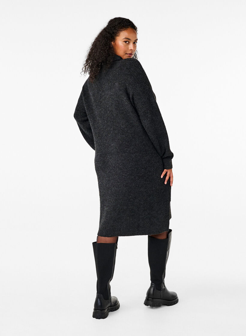 Strickkleid mit Rollkragen, Grau, Model image number 2