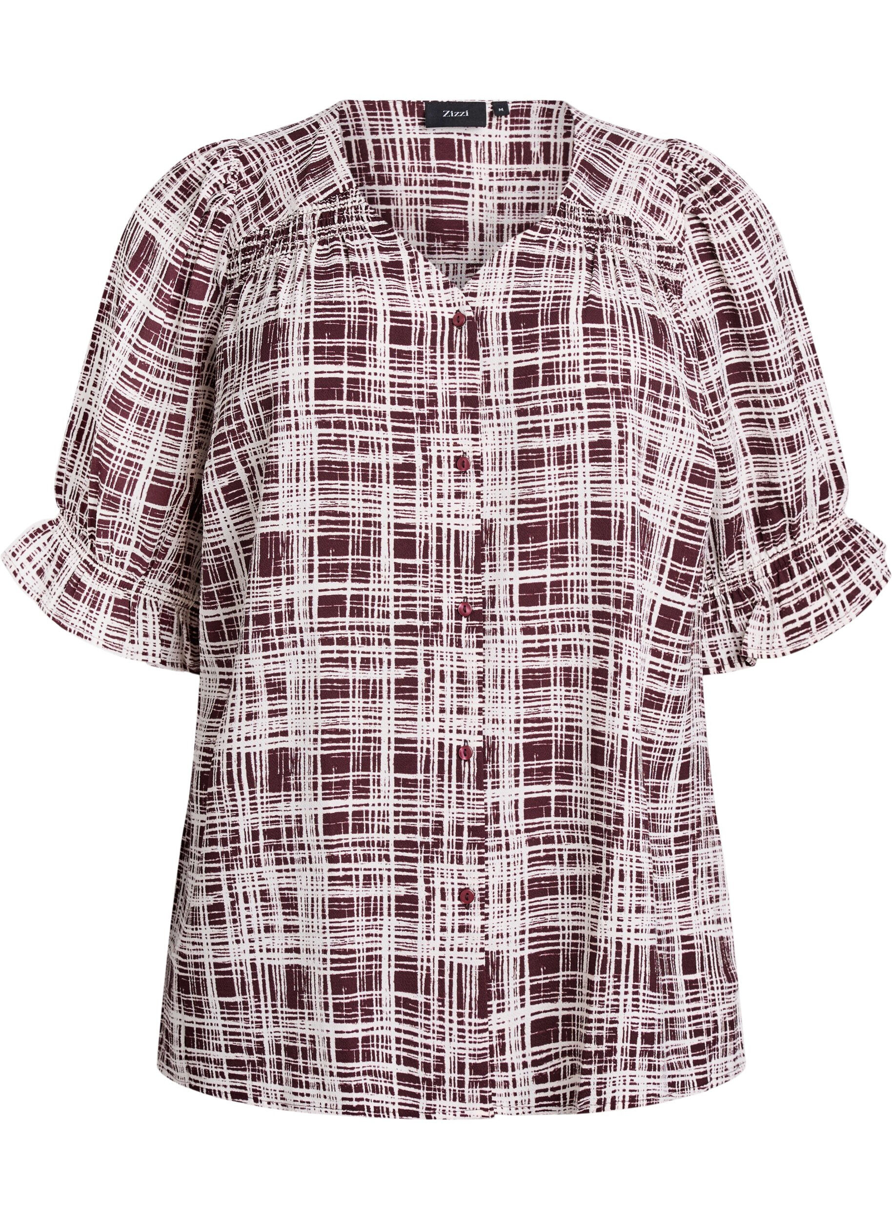 ZizziBluse mit 1/2 &Auml;rmeln, Dunkles Bordeaux, Packshot image number 0