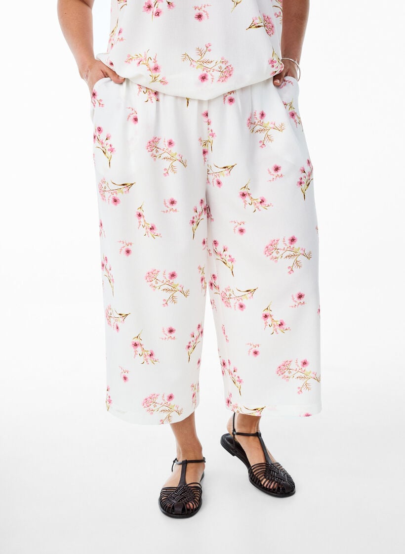 Culotte-Hose mit Print, Wei&szlig;, Model image number 2