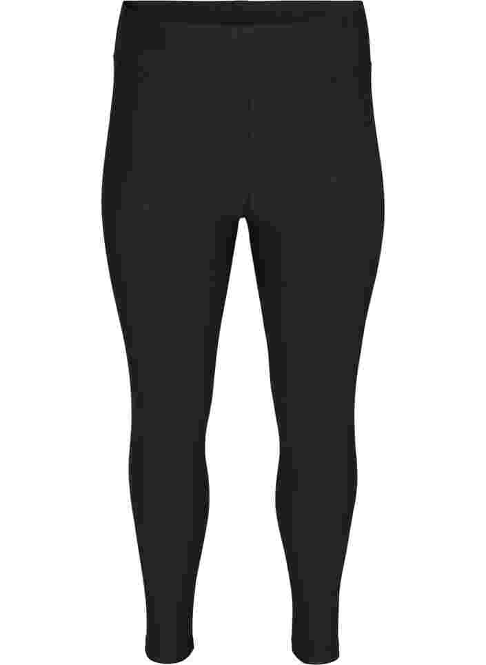 Gerippte Fitness-Leggings in 7/8-Länge, Black, Packshot image number 0