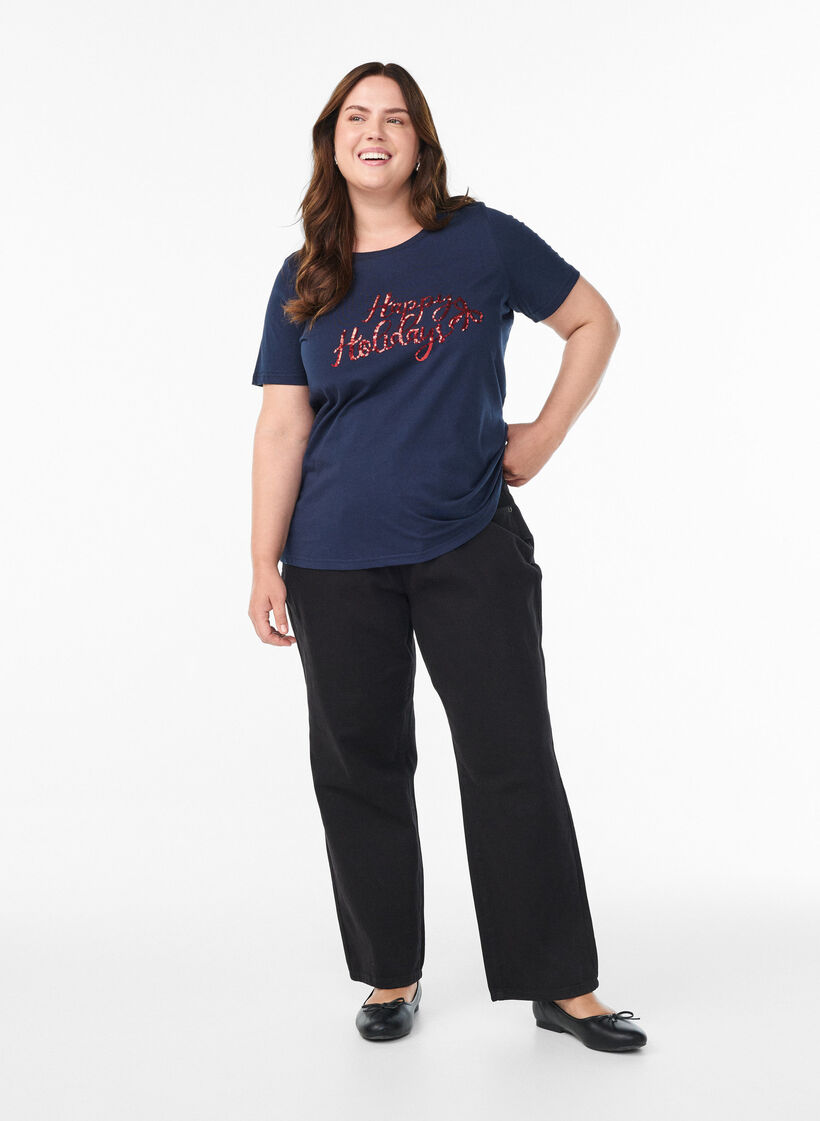 Weihnachts-T-Shirt aus Bio-Baumwolle, Blau, Model image number 1