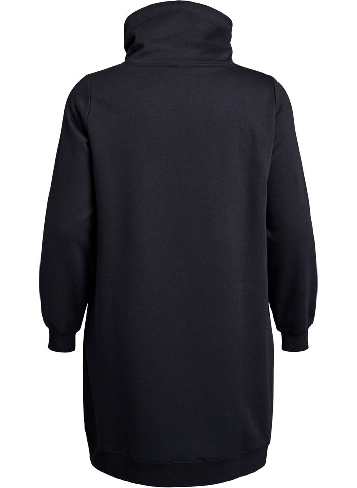 Kurzes Sweatshirtkleid mit Stehkragen und Taschen, Schwarz, Packshot image number 1