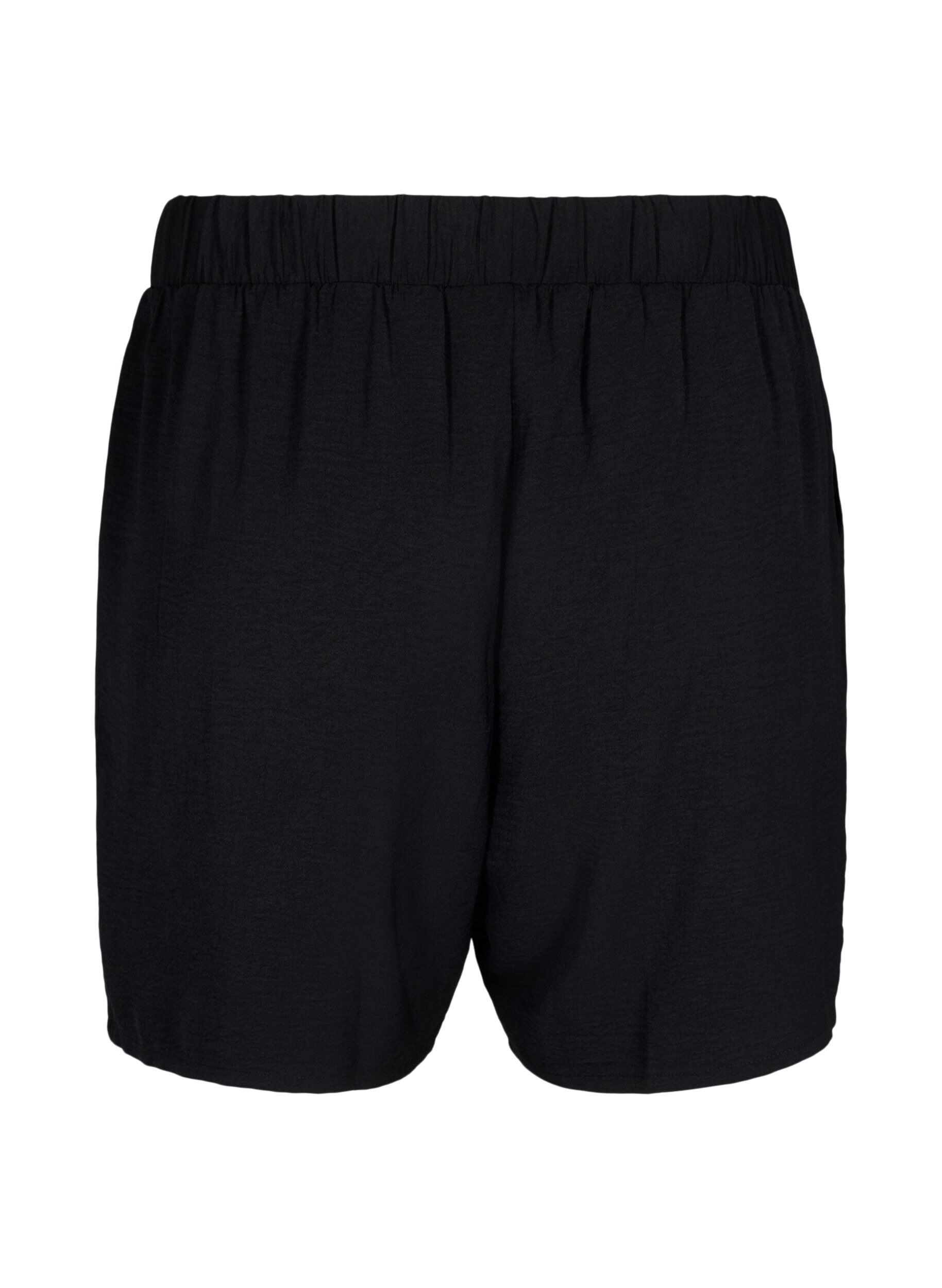 ZizziKurze Hose mit Taschen und elastischem Bund, Schwarz, Packshot image number 1