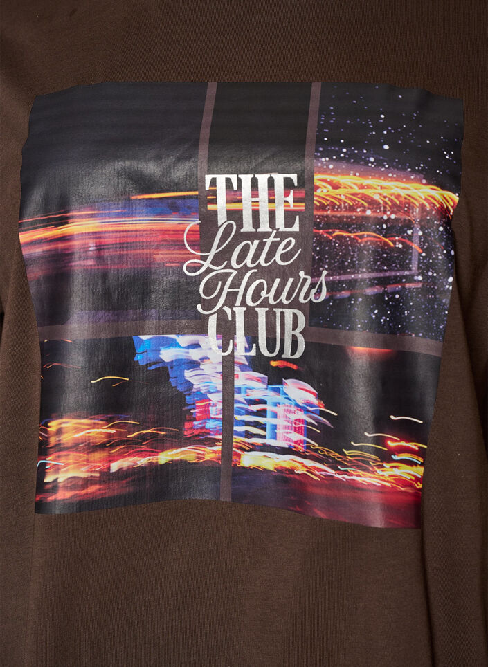 Oversized T-Shirt mit gro&szlig;em Fotoprint, Braun, Packshot image number 2