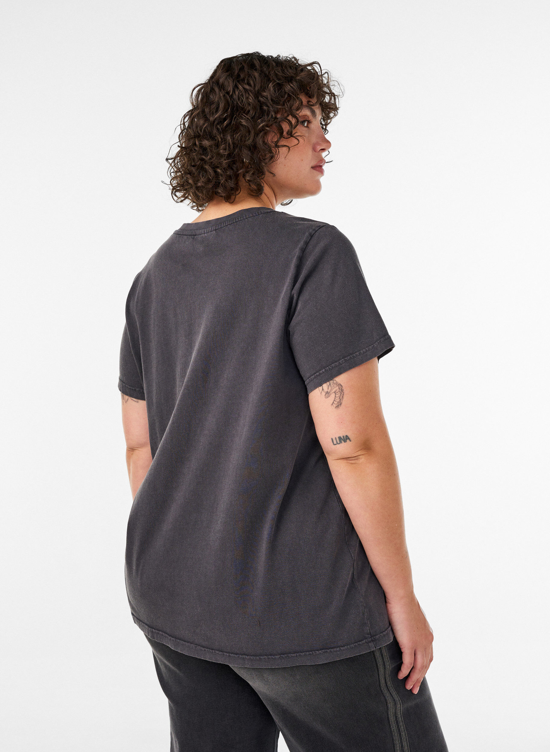 ZizziT-Shirt aus Bio-Baumwolle mit Print, Schwarz, Model image number 2