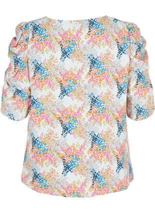 Bluse aus Viskose mit Print und Puffärmeln, Gray Dawn AOP, Packshot image number 1