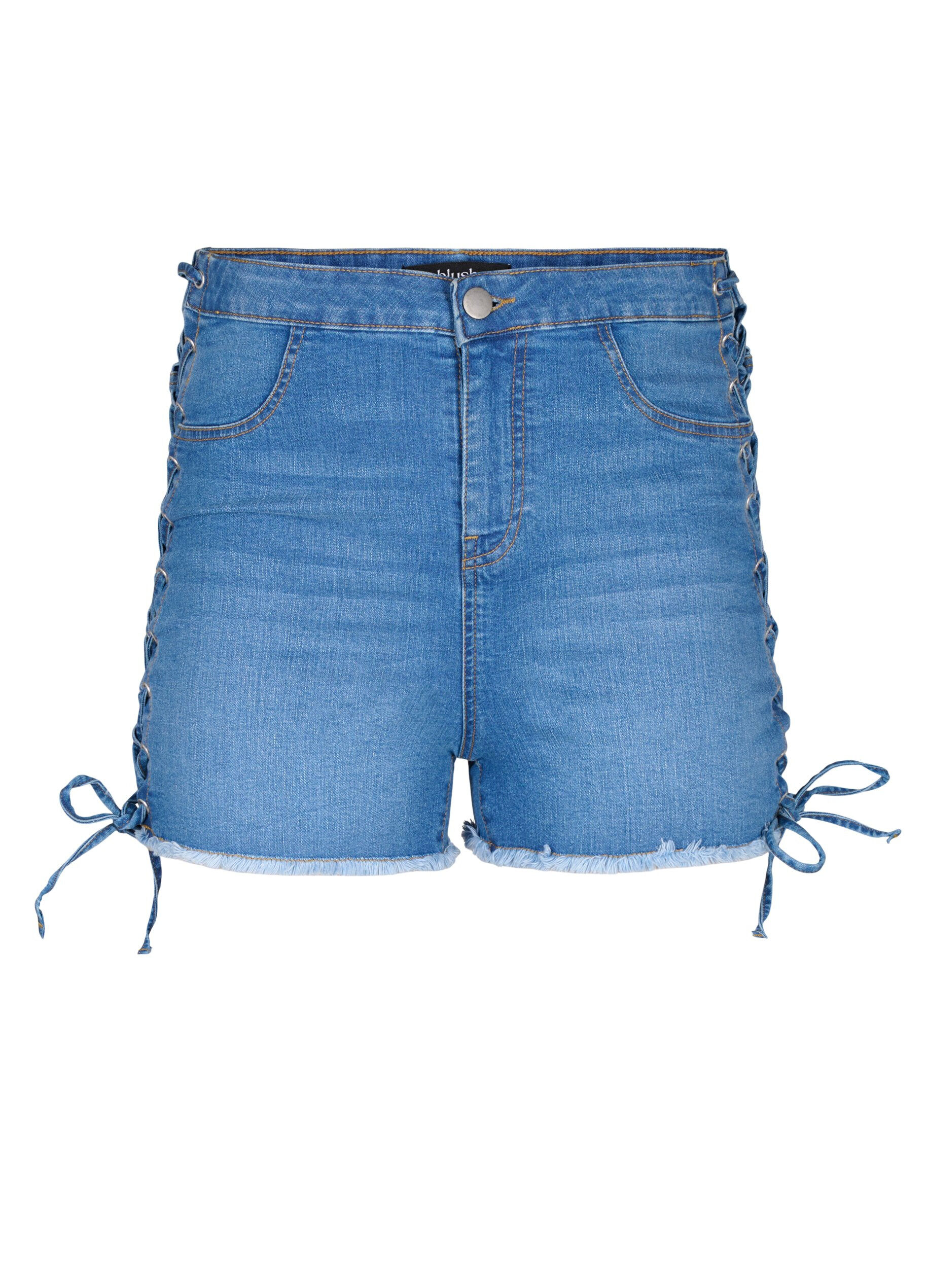 ZizziDenim-Shorts mit Schn&uuml;rdetails, Blue Denim, Packshot image number 0