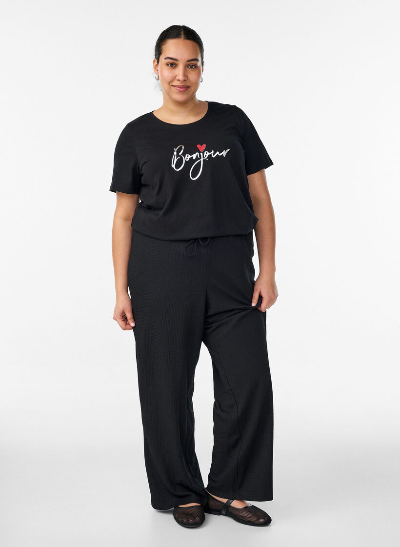 T-Shirt mit Print, Schwarz, Model image number 1