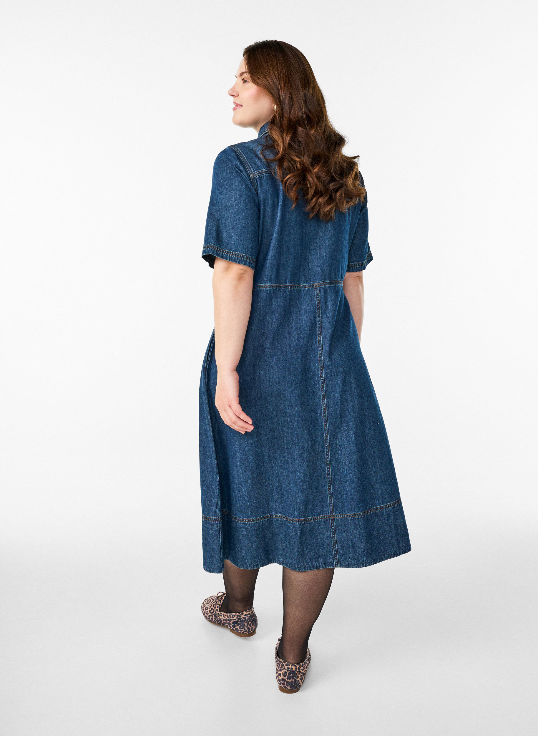 ZizziJeanshemdkleid mit kurzen &Auml;rmeln, Blau, Model image number 1