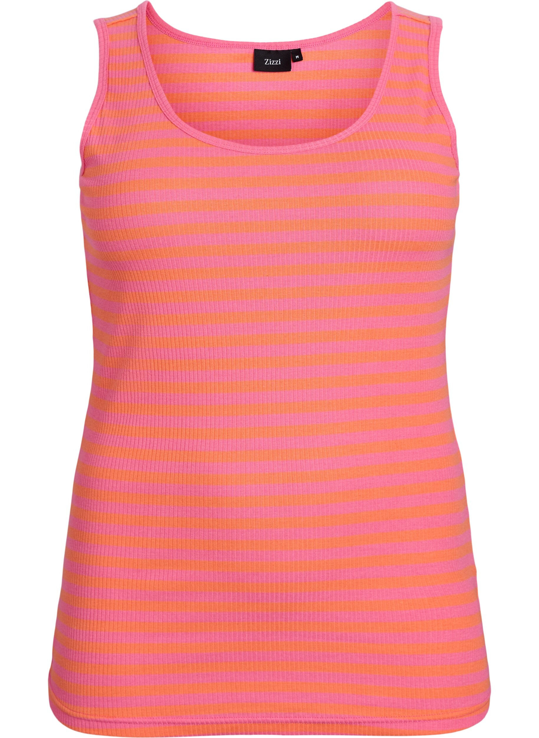 ZizziGestreiftes Tanktop mit Rippenstruktur, Orange, Packshot image number 0