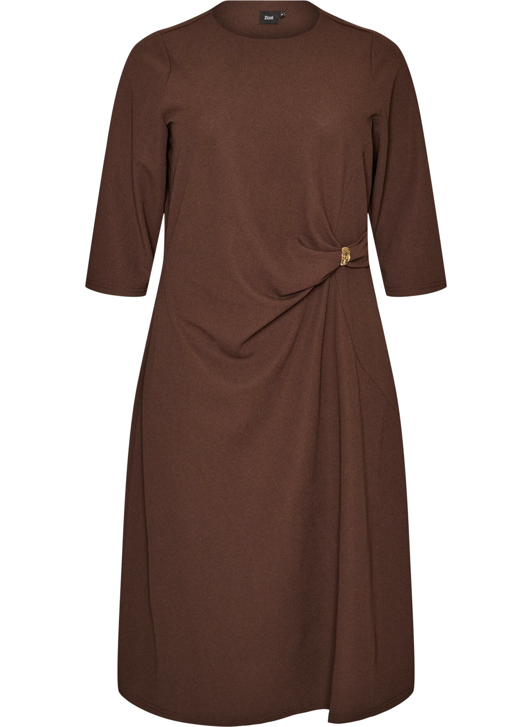 Jerseykleid mit Drapierung und dekorativer Schnalle