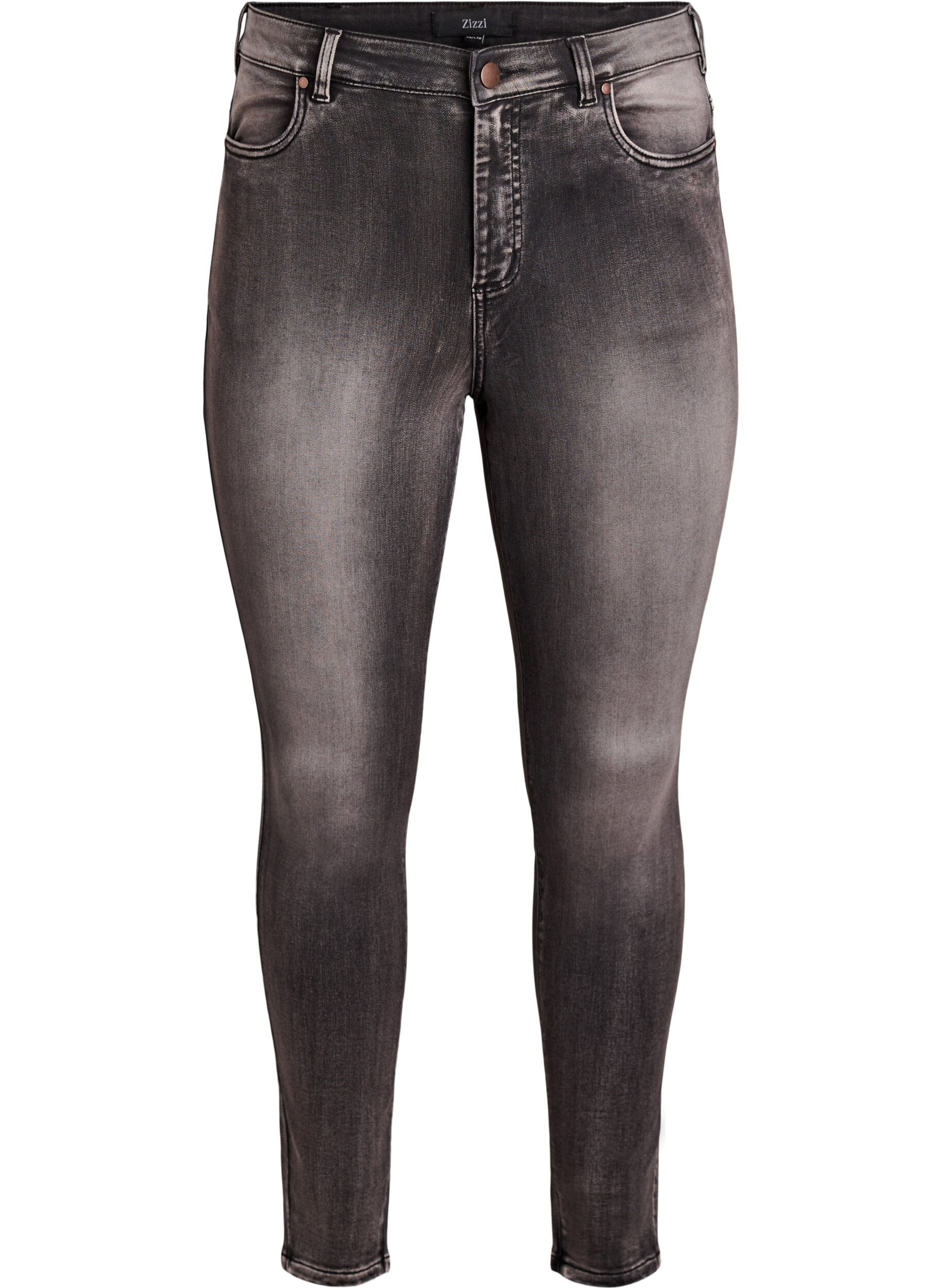 ZizziHoch taillierte super Slim Amy Jeans, Grau, Packshot image number 0