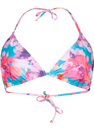 Triangel-Bikini-BH mit Muster, Pink Flower, Packshot image number 0