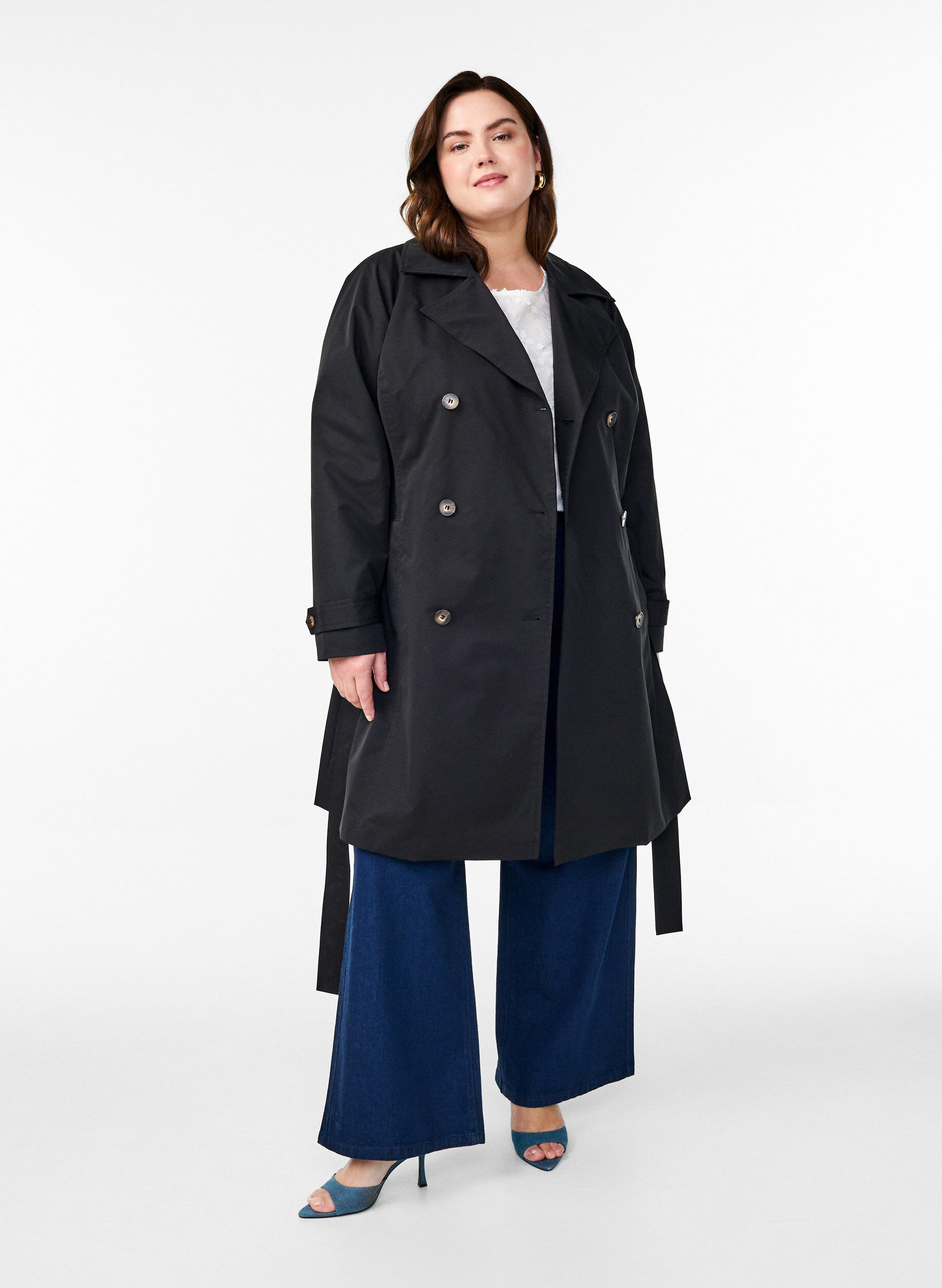 ZizziTrenchcoat in Midi-L&auml;nge mit G&uuml;rtel, Black, Model image number 2