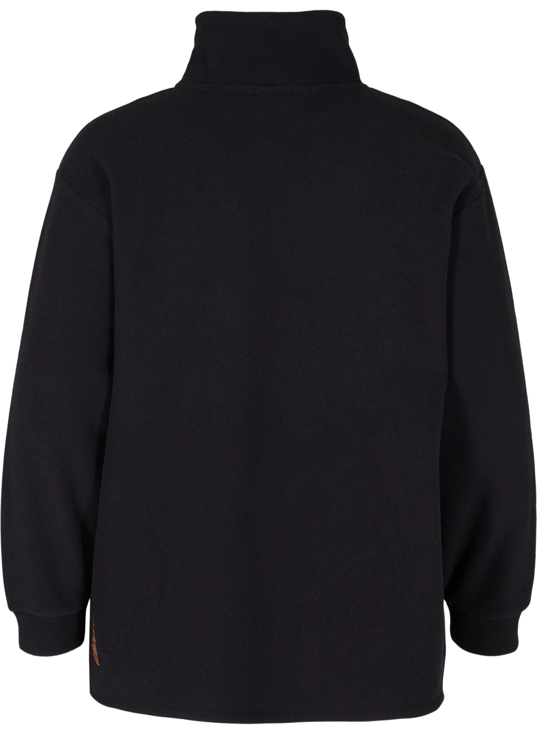 Hochgeschlossenes Fleece-Sweatshirt mit Reißverschluss, Black, Packshot image number 1