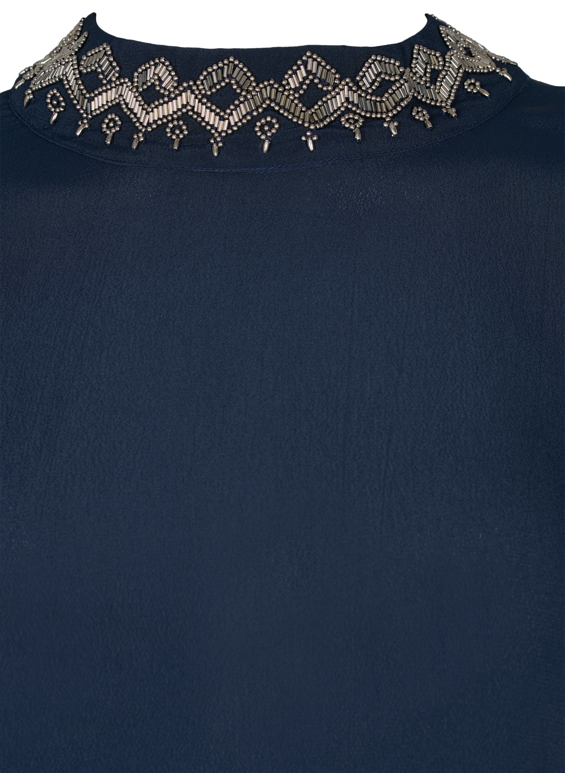 Langarm Bluse aus Viskose mit Perlen, Night Sky, Packshot image number 2