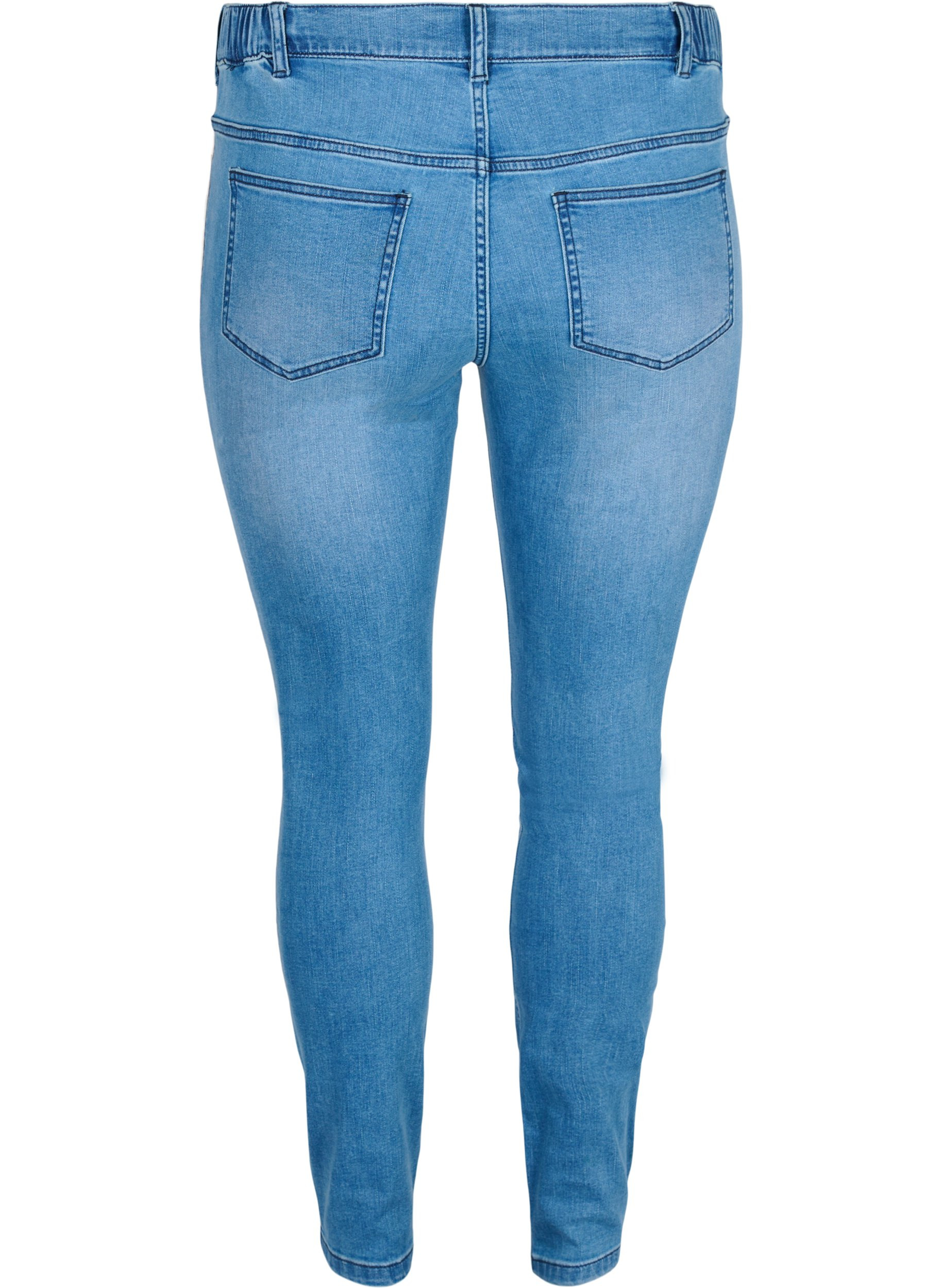 Cropped Sanna Jeans mit Streifen an der Seite, Light blue denim, Packshot image number 1