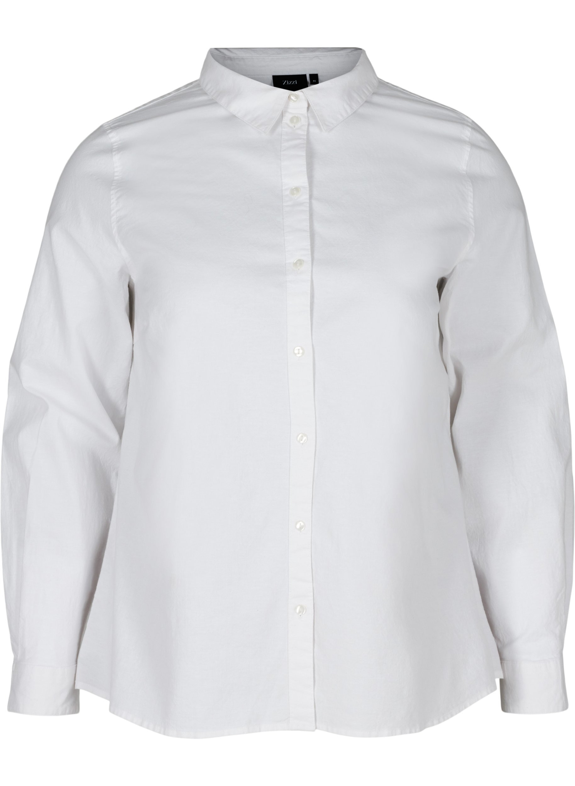Langarm Hemdbluse aus Baumwolle, Bright White, Packshot