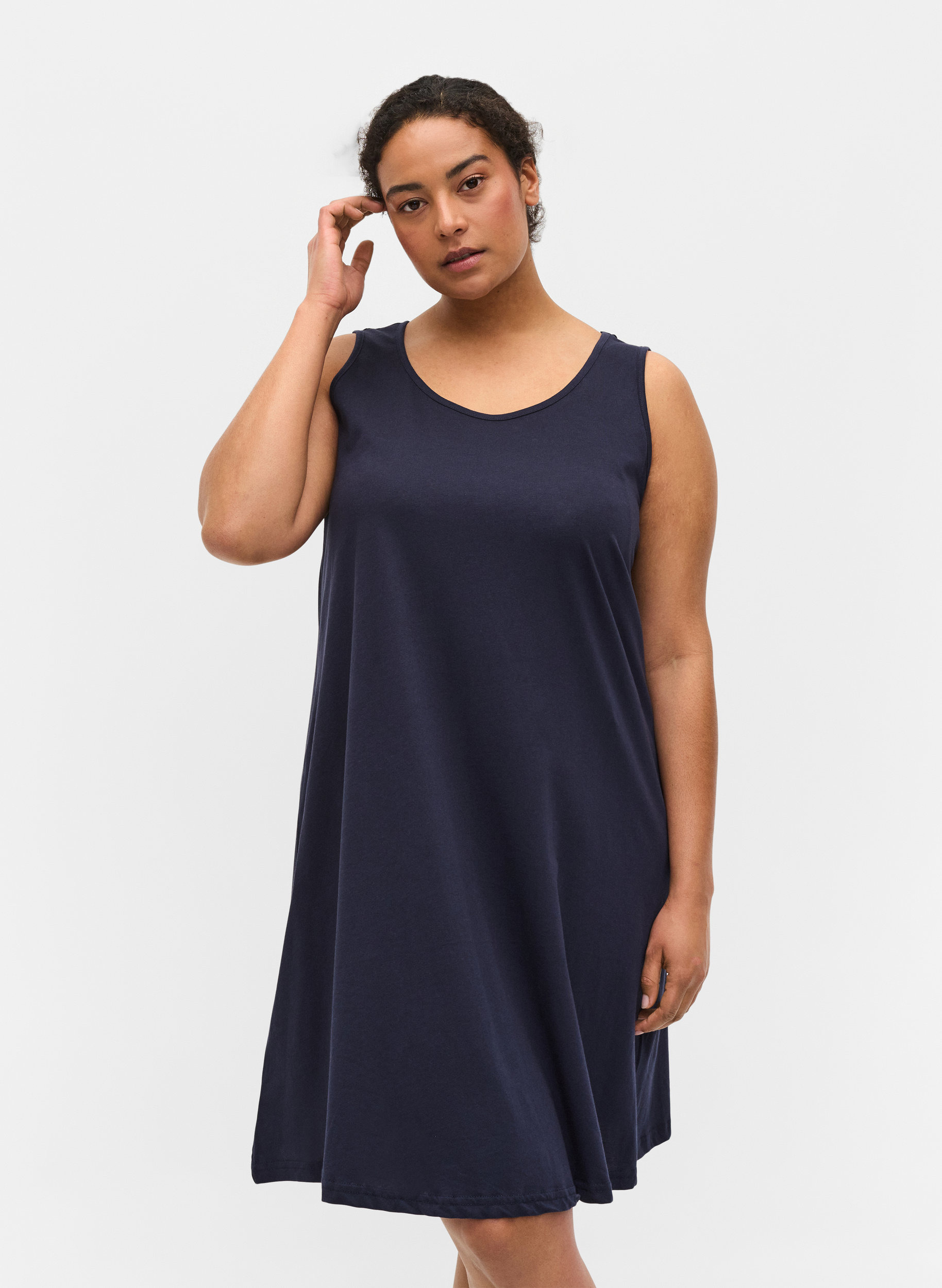 Kleid mit A-Linie, Night Sky Solid, Model image number 0