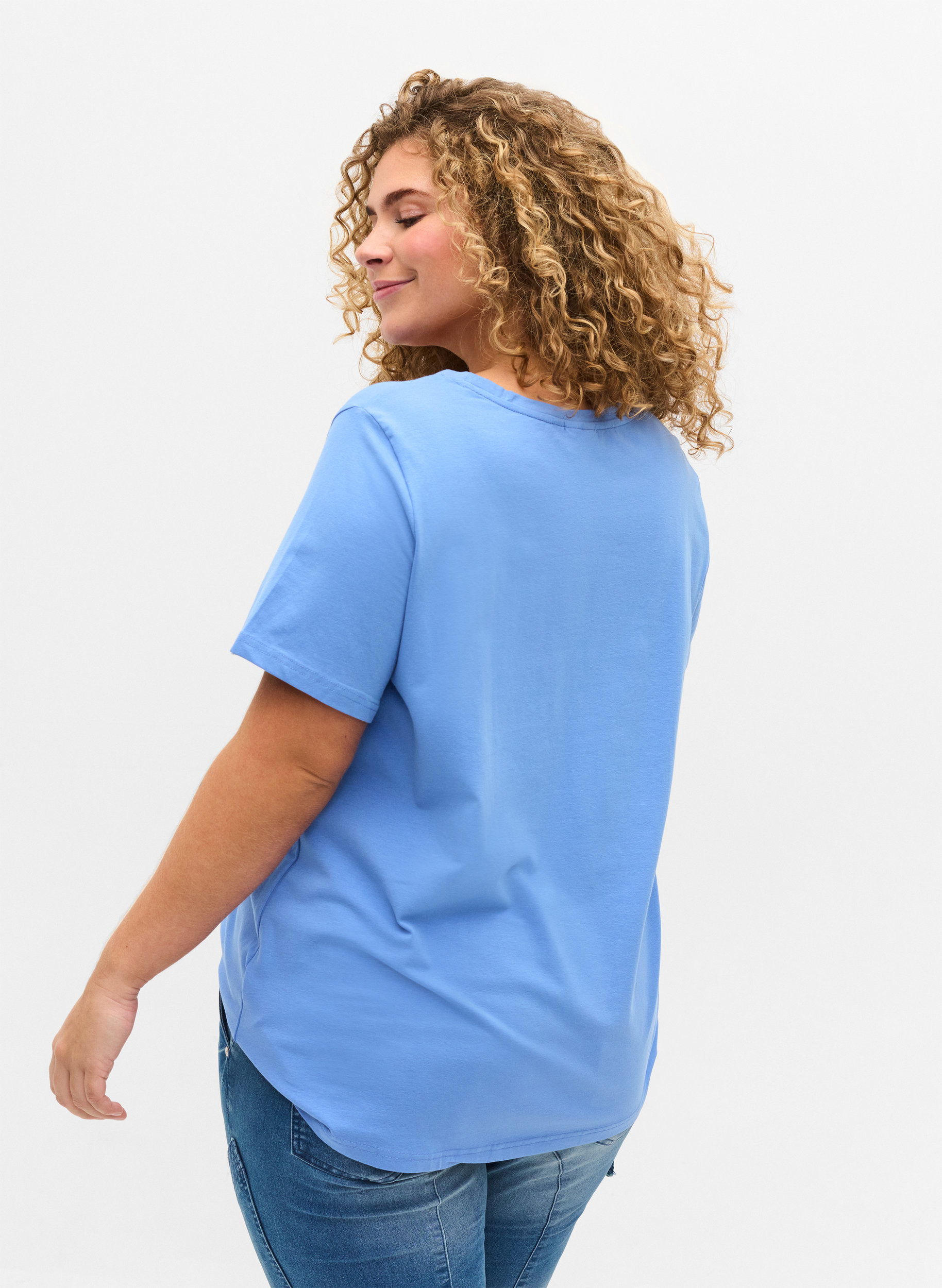 Kurzarm T-Shirt aus Baumwolle mit Aufdruck, Ultramarine / N.Sky, Model image number 1