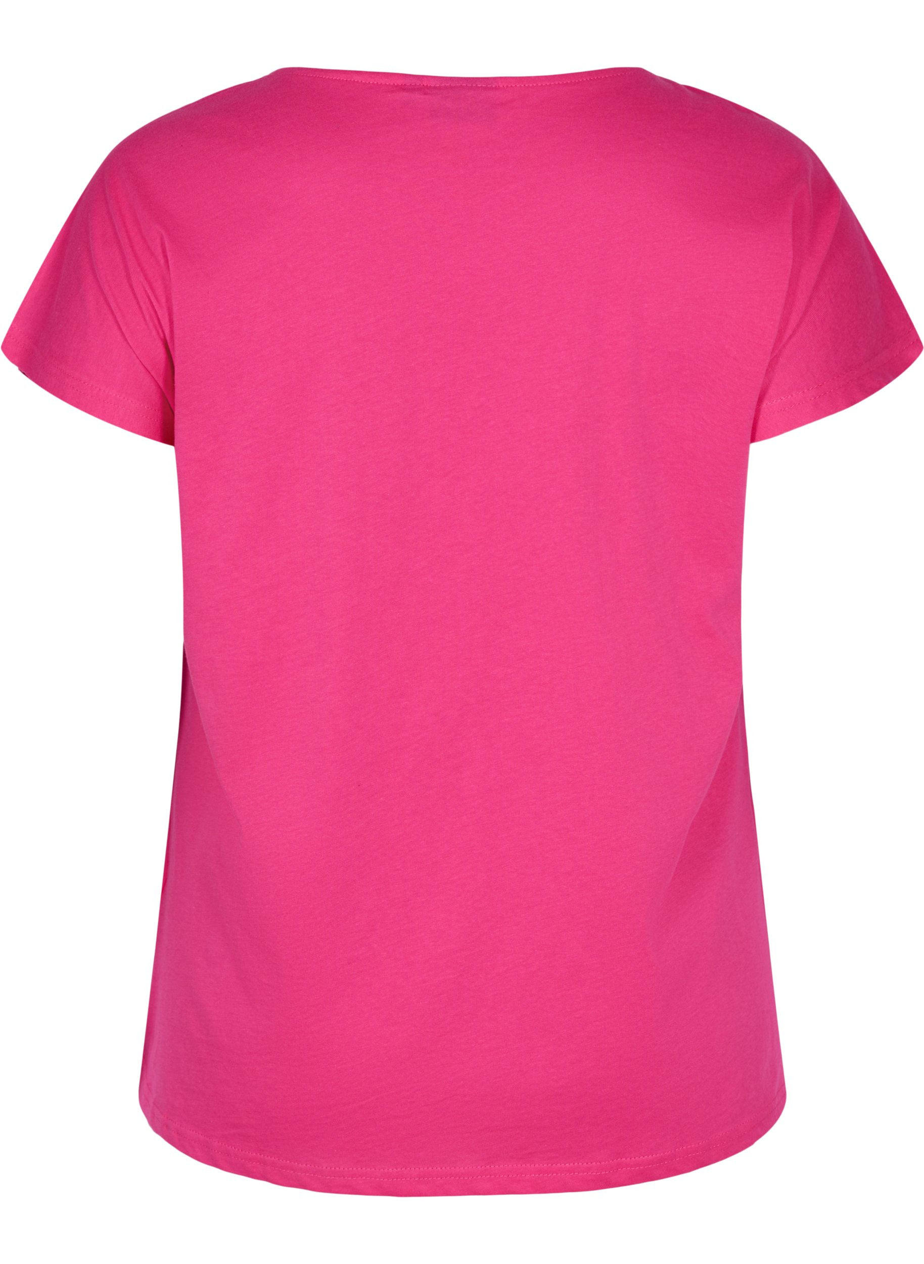 T-Shirt aus Baumwolle mit Printdetails, BeetrootPurMel feath, Packshot image number 1