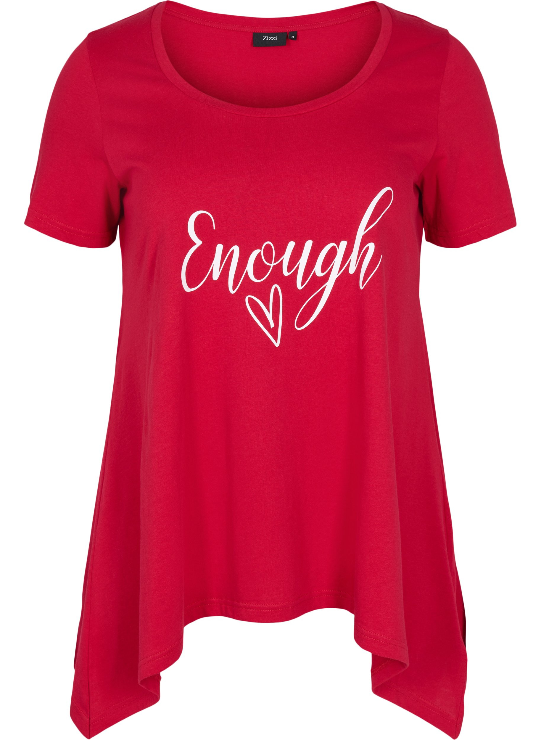 Kurzarm T-Shirt aus Baumwolle mit A-Linie, Tango Red ENOUGH, Packshot