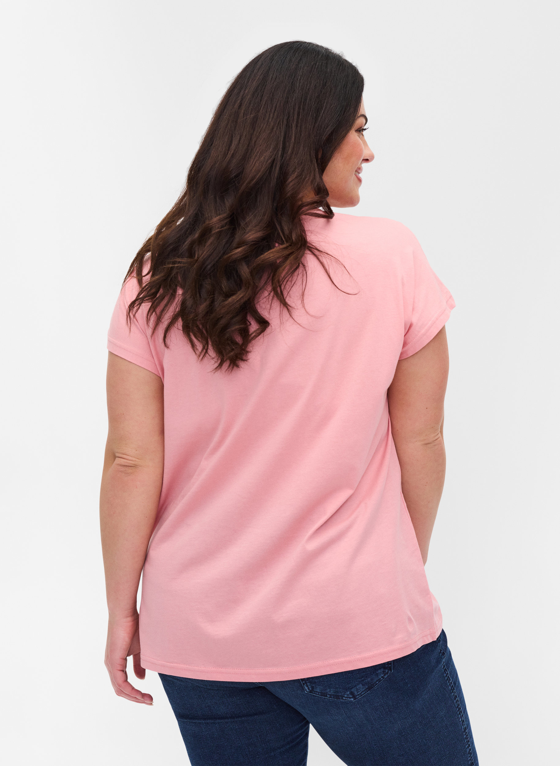 T-Shirt aus Baumwolle mit Printdetails, Blush mel Leaf, Model image number 1