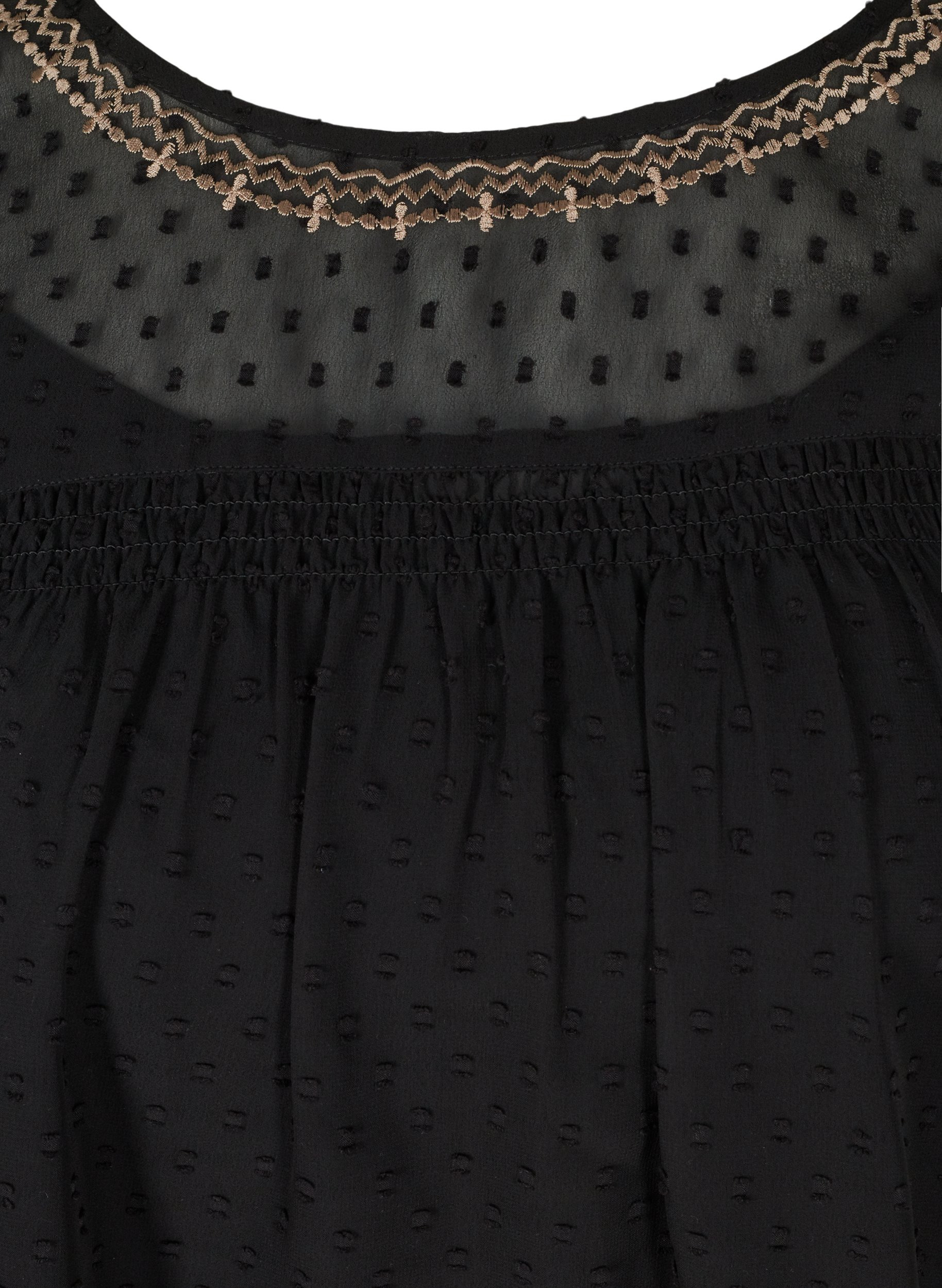 Strukturierte Bluse mit Stickerei, Black, Packshot image number 2