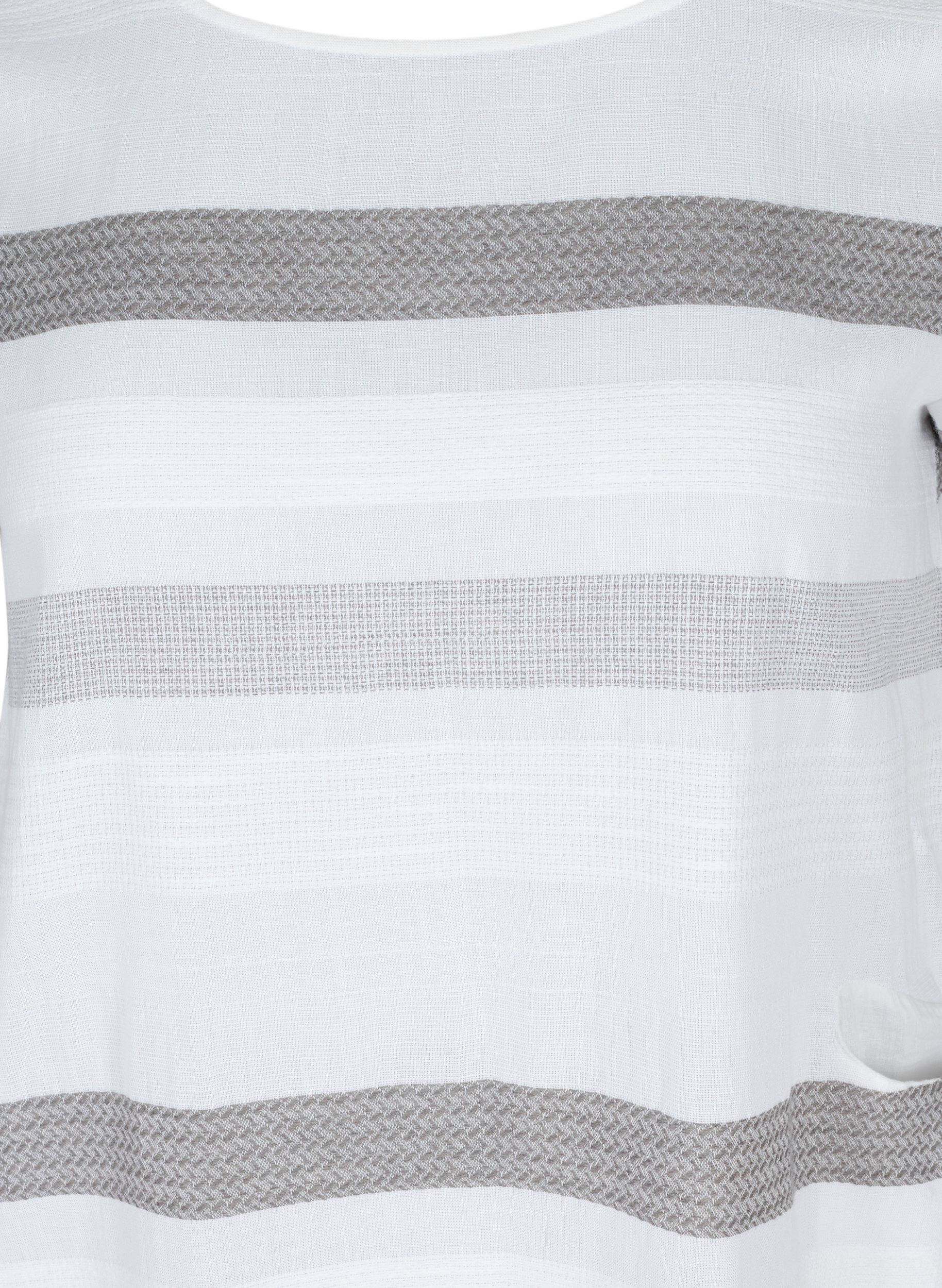 Gestreiftes Kleid mit kurzen Ärmel, White Stripe, Packshot image number 2