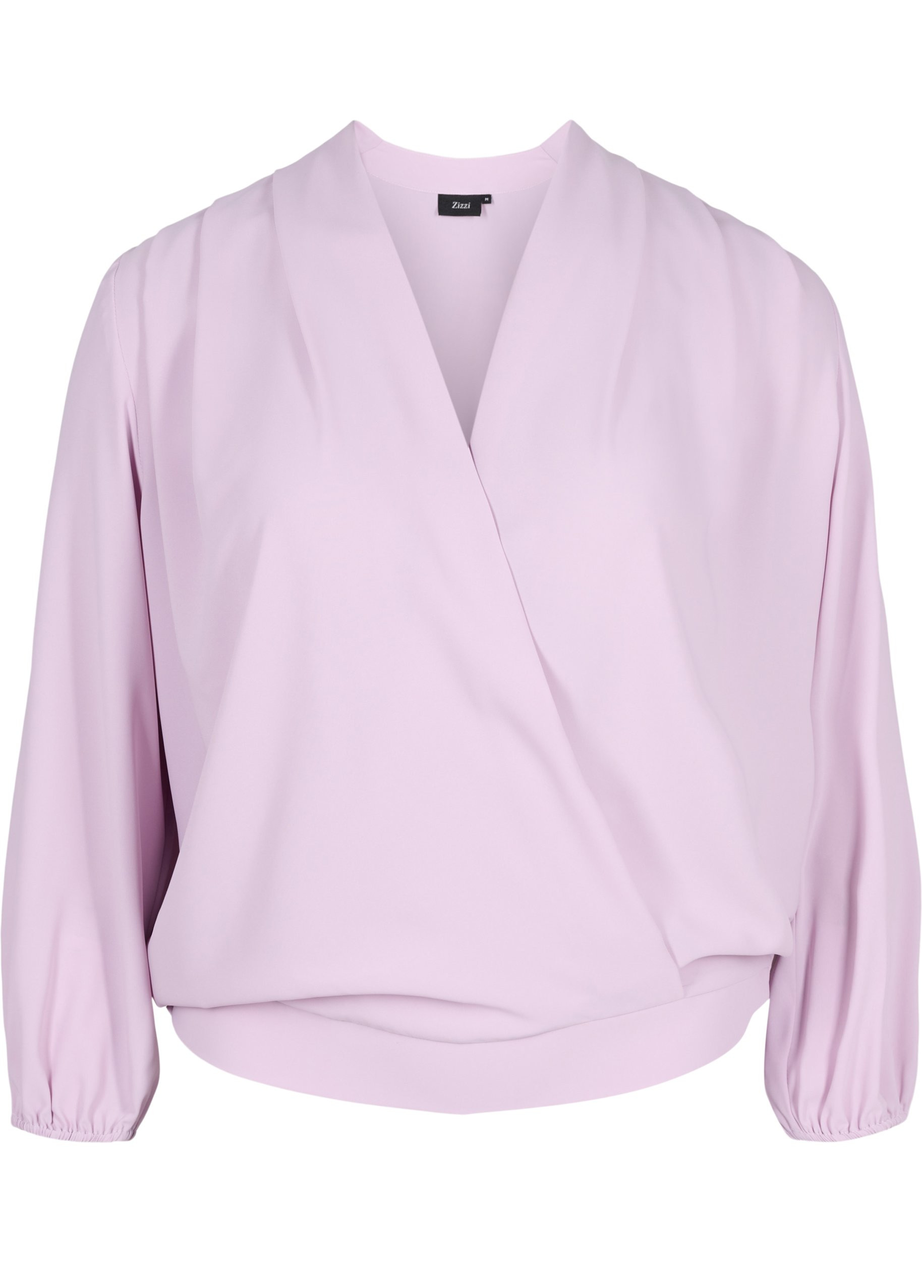 Bluse mit Wickel-Look, V-Ausschnitt und 3/4-Ärmel, Lavender Frost, Packshot image number 0