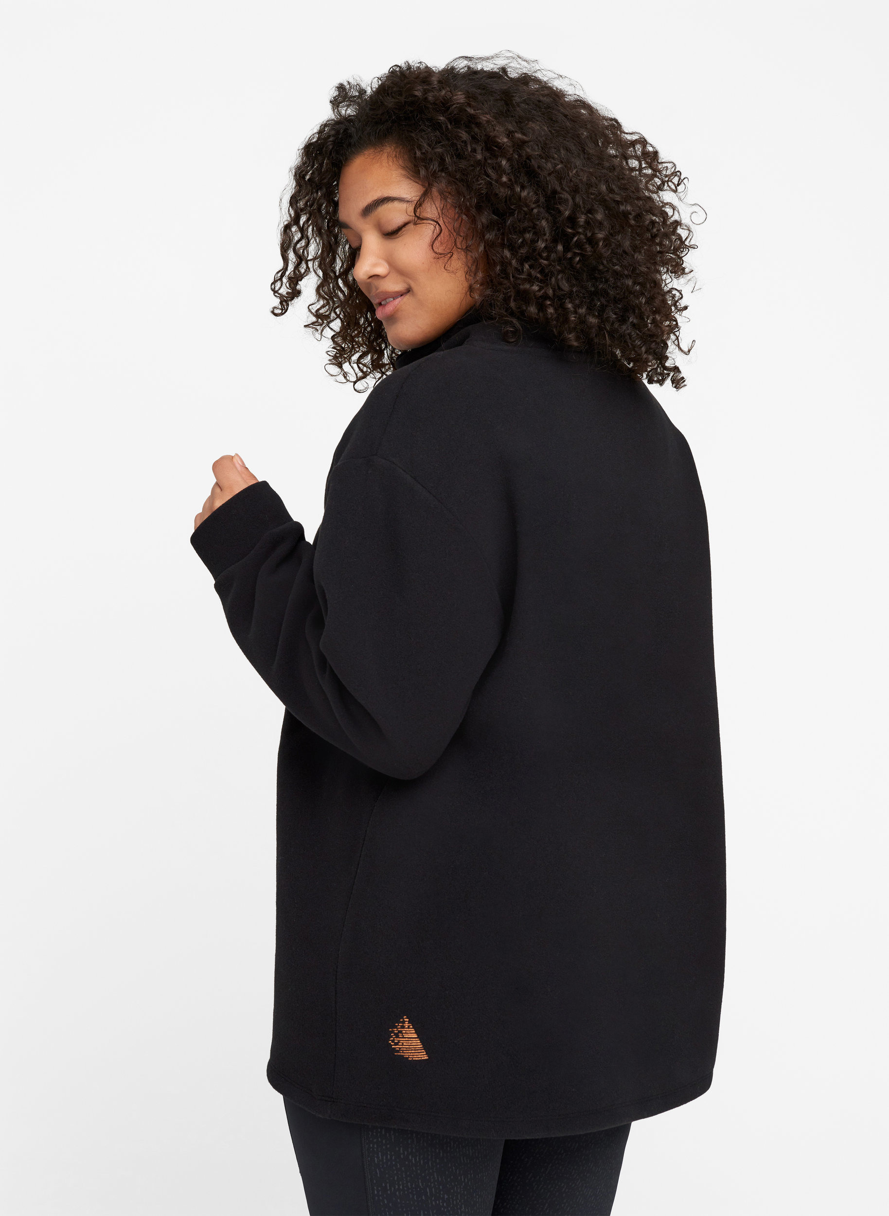 Hochgeschlossenes Fleece-Sweatshirt mit Reißverschluss, Black, Model image number 1