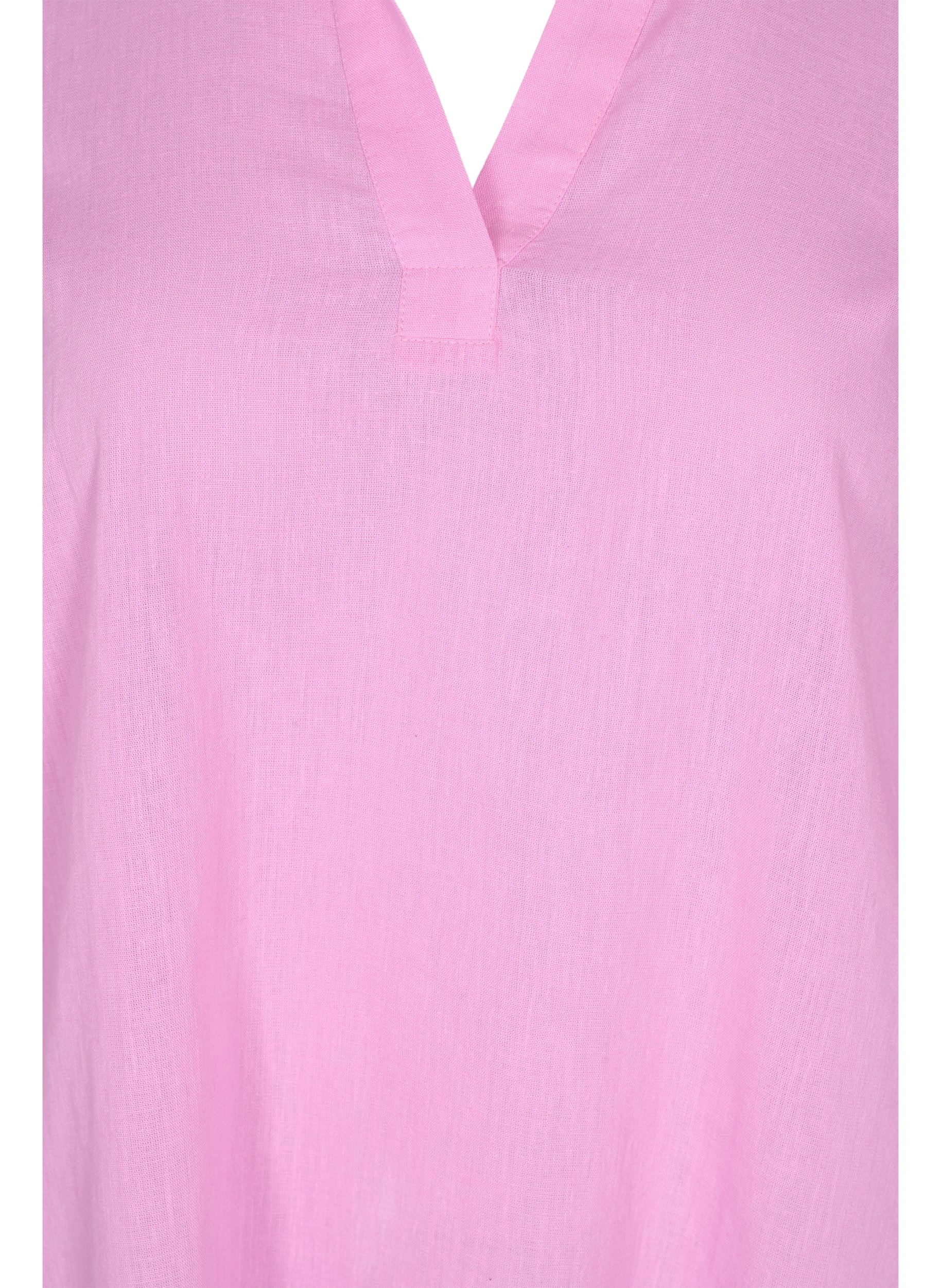 Kleid mit V-Ausschnitt und Kragen, Begonia Pink, Packshot image number 2