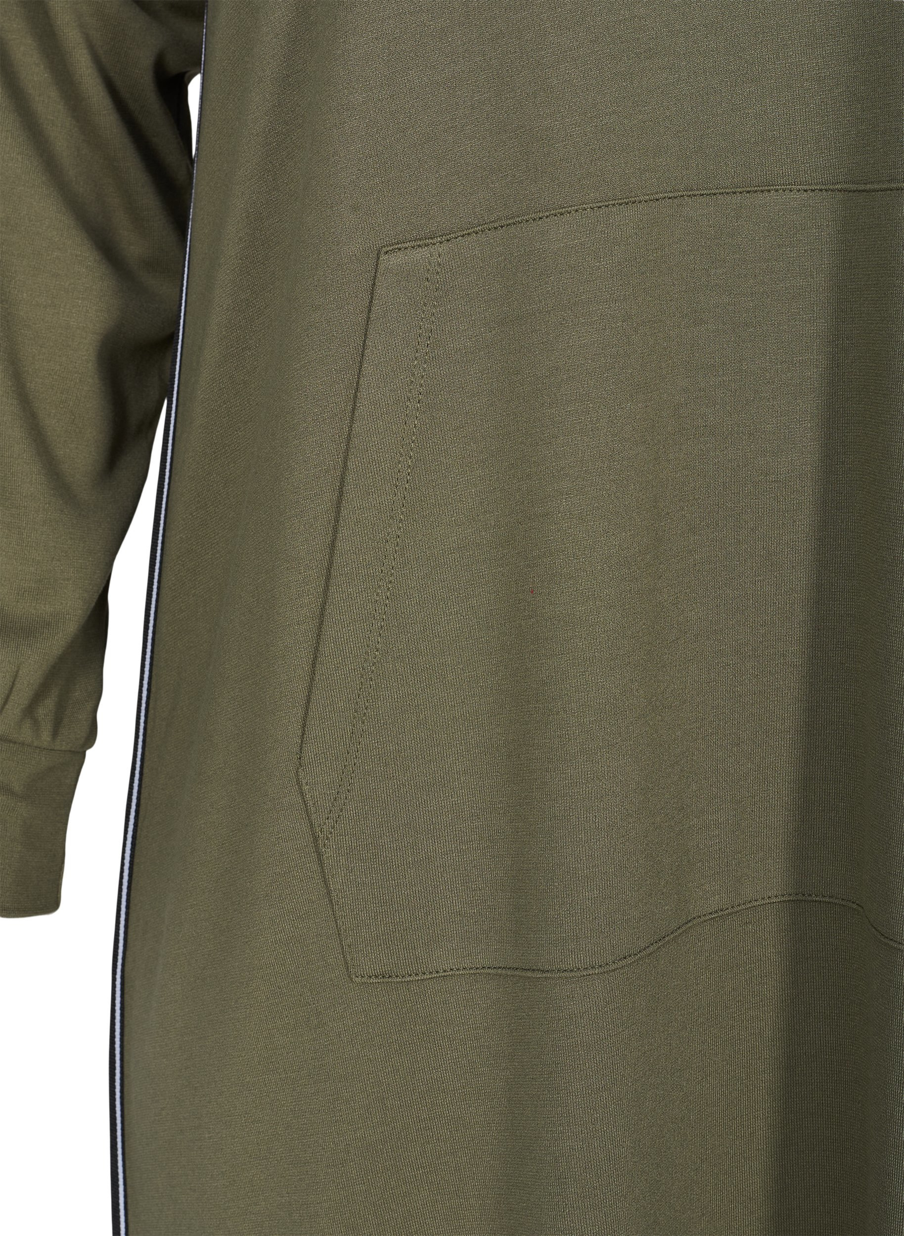 Sweatkleid mit Kapuze und Reißverschluss, Dusty Olive, Packshot image number 3