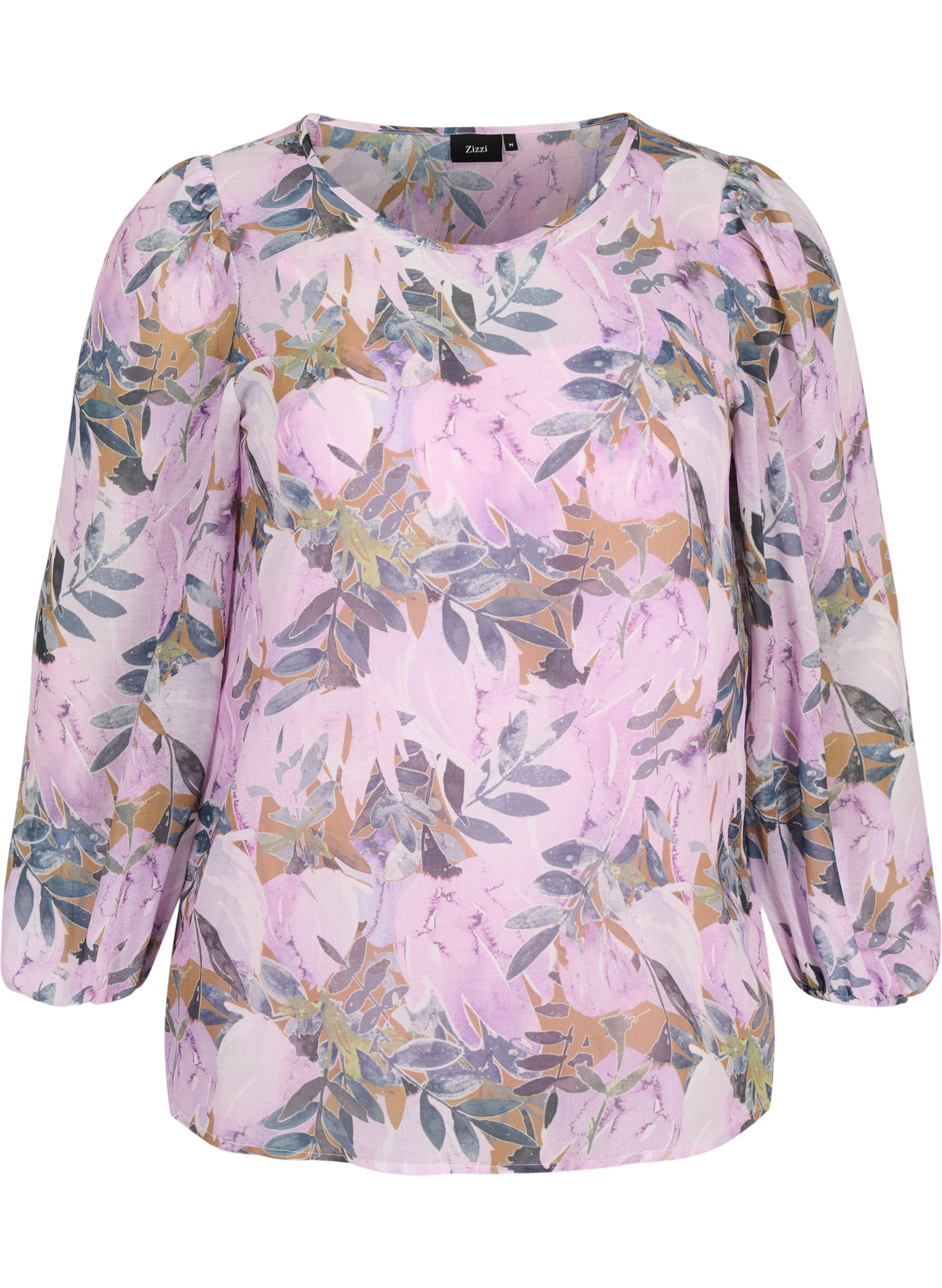 Bedruckte Bluse mit langen Ärmeln, Orchid Bouquet AOP
