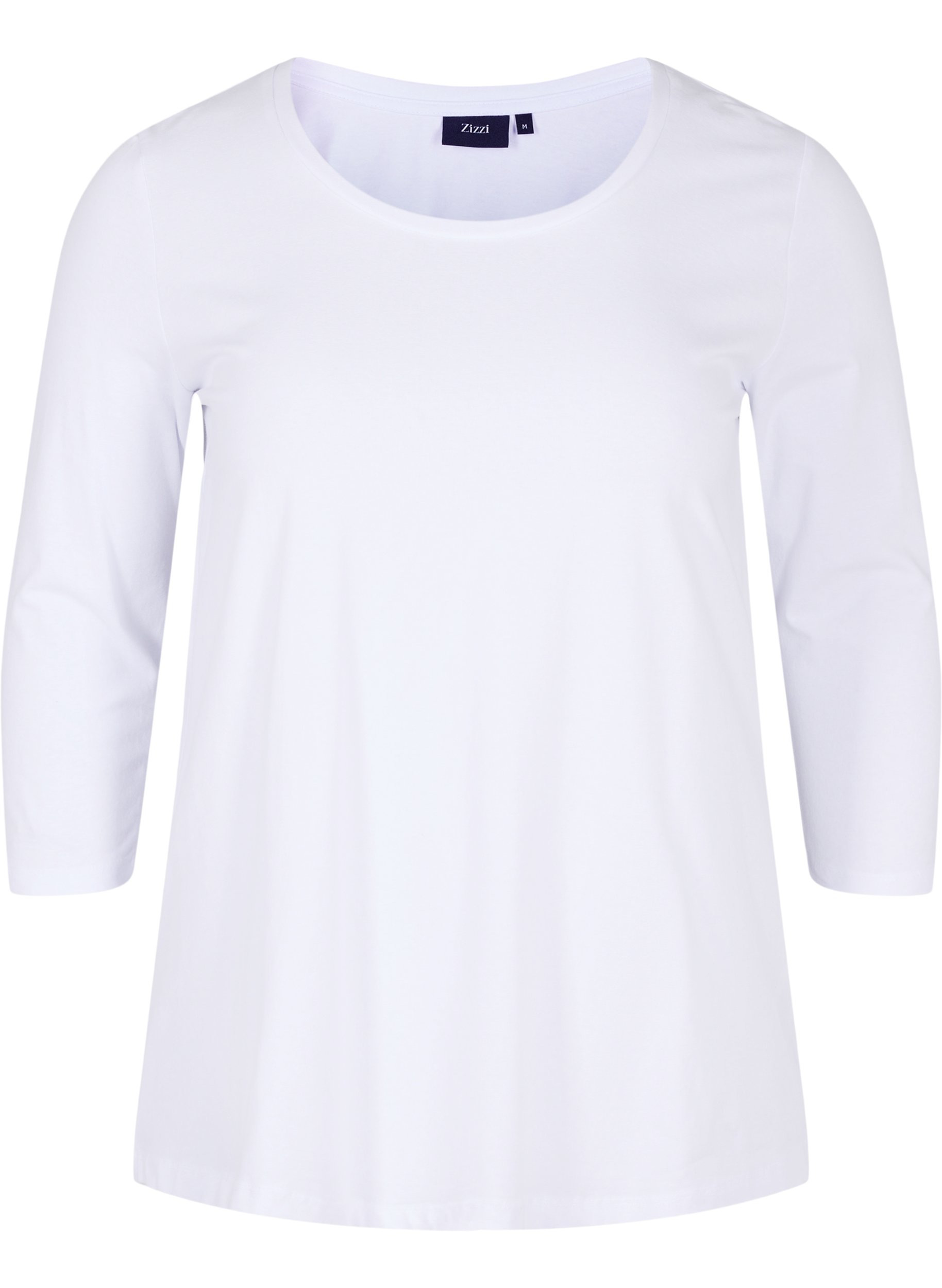 Basic T-Shirt mit 3/4-Ärmeln, Bright White, Packshot image number 0