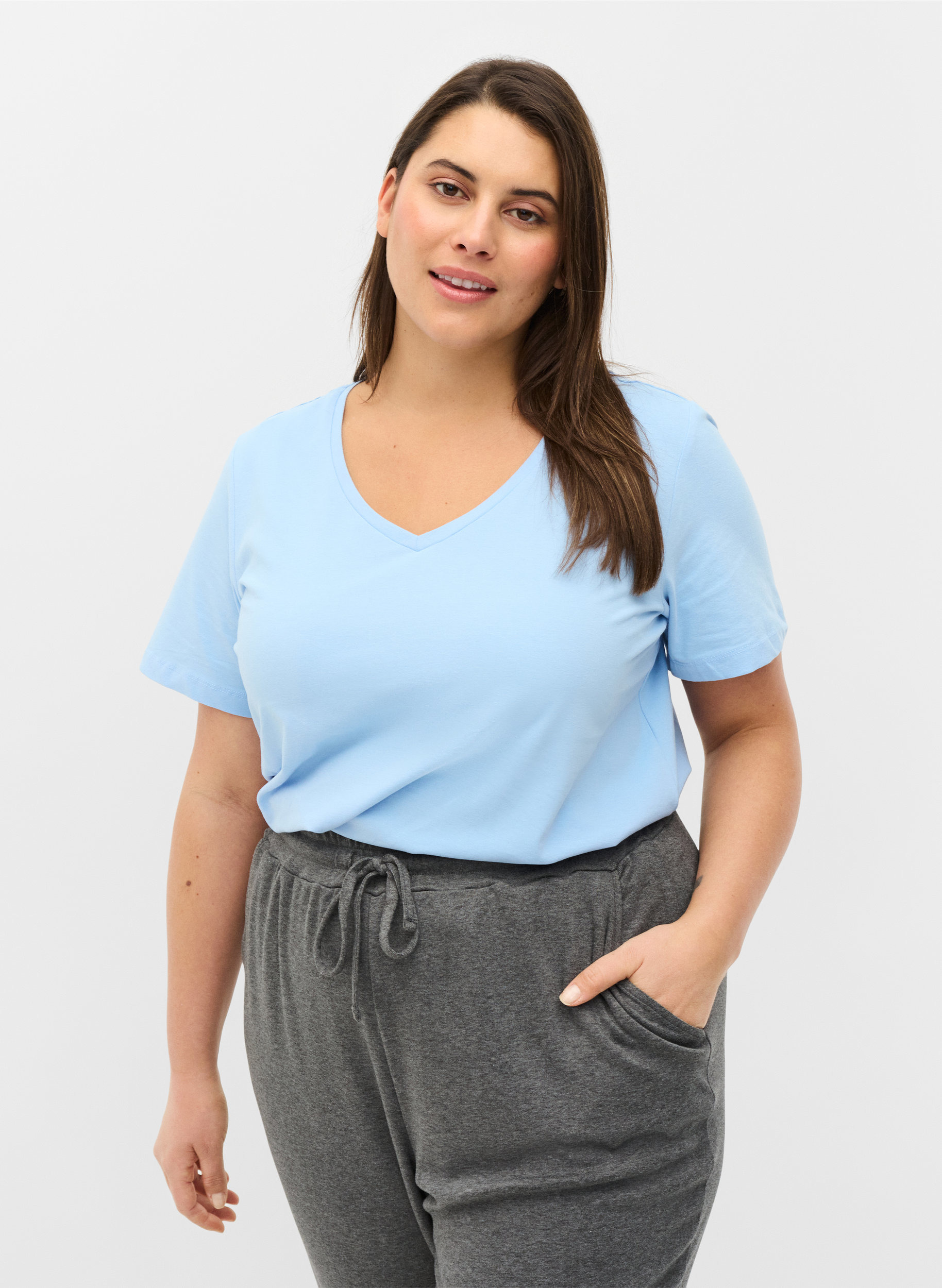 Basic T-Shirt, Chambray Blue, Model