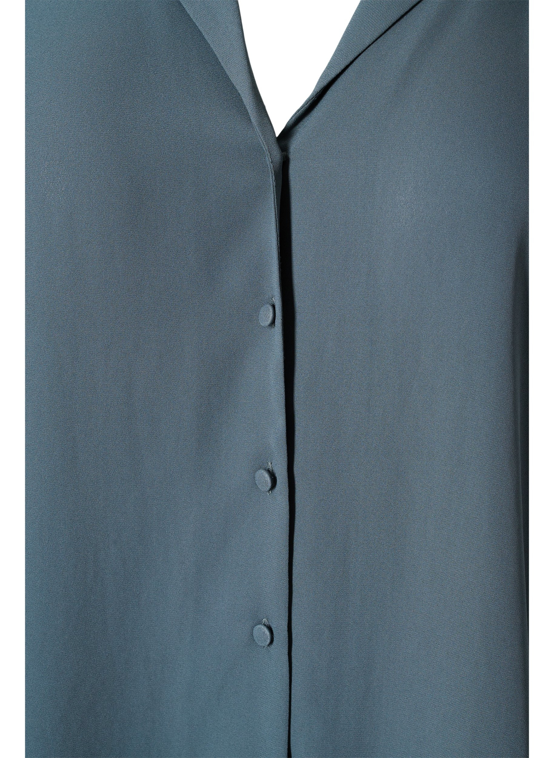 Hemdbluse mit Knopfverschluss und V-Ausschnitt, Balsam Green, Packshot image number 2