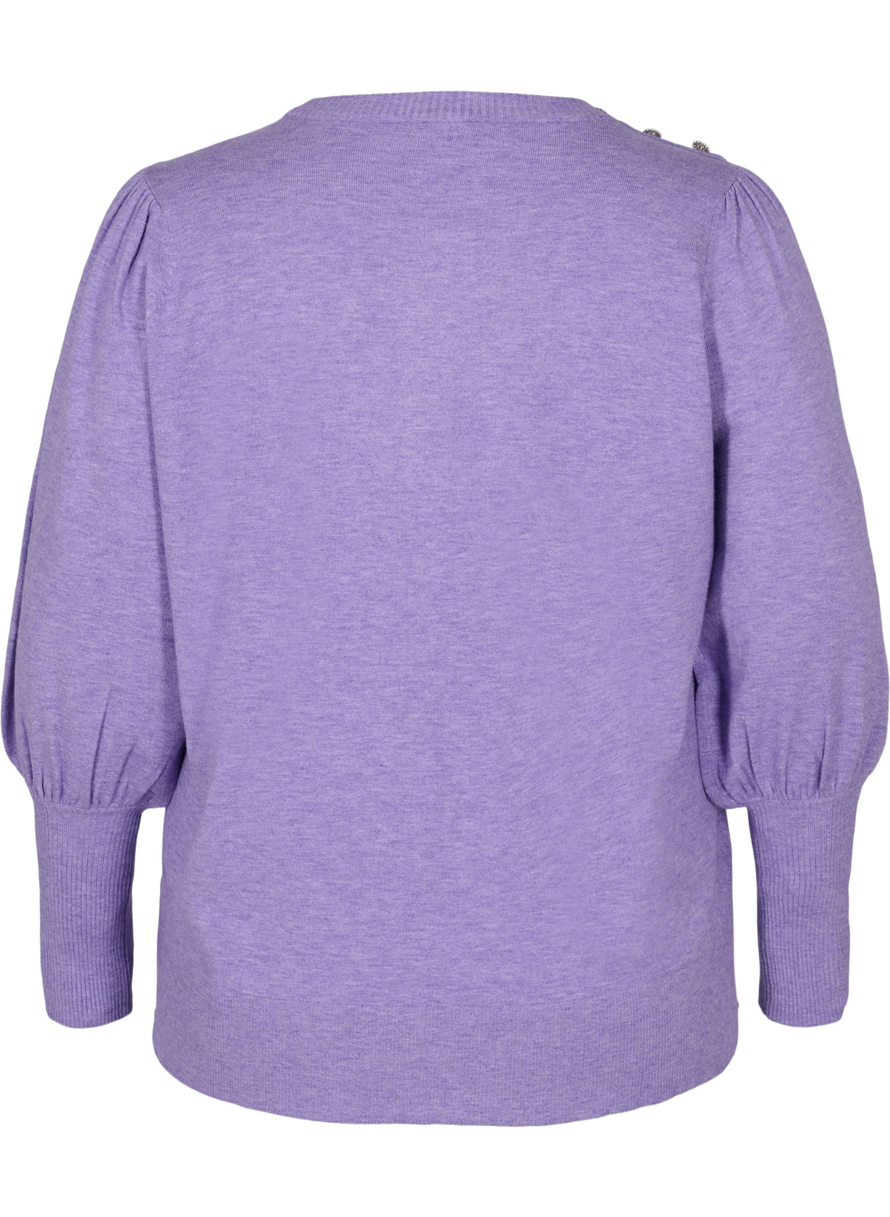 Bluse mit Ballonärmeln und dekorativen Knöpfen, Paisley Purple Mel, Packshot image number 1