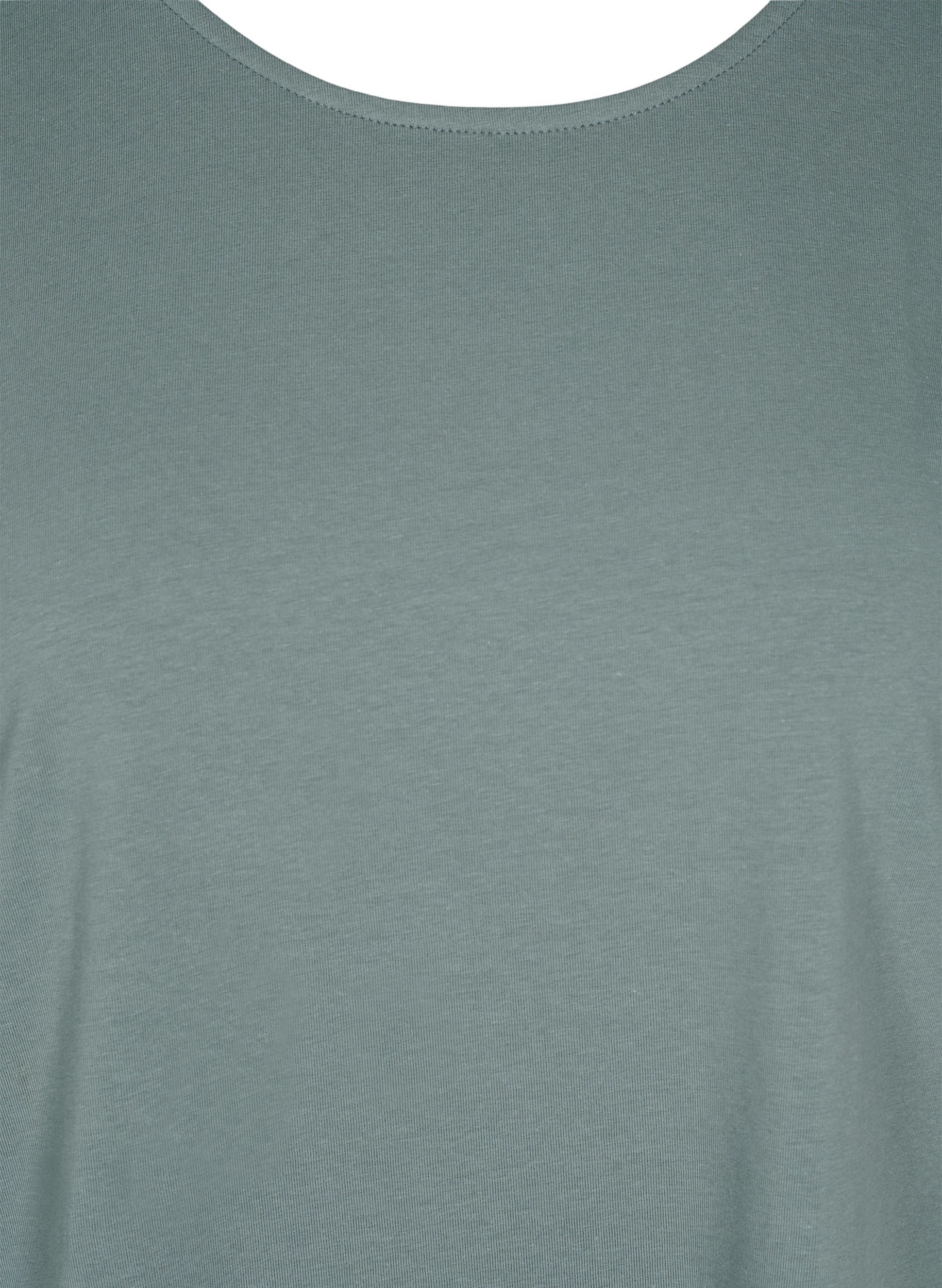 T-Shirt aus Baumwolle mit kurzen Ärmeln, Balsam Green Solid, Packshot image number 2