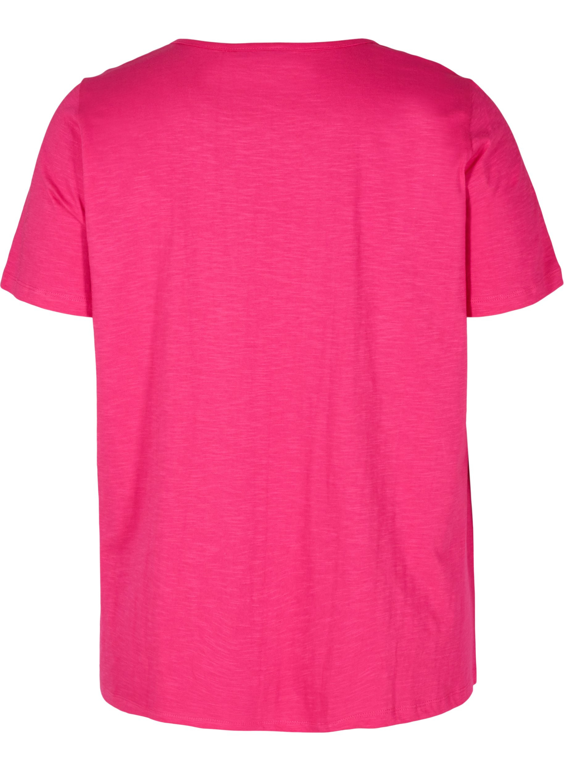 Kurzarm T-Shirt mit Lochstickerei, Fuchsia Purple, Packshot image number 1