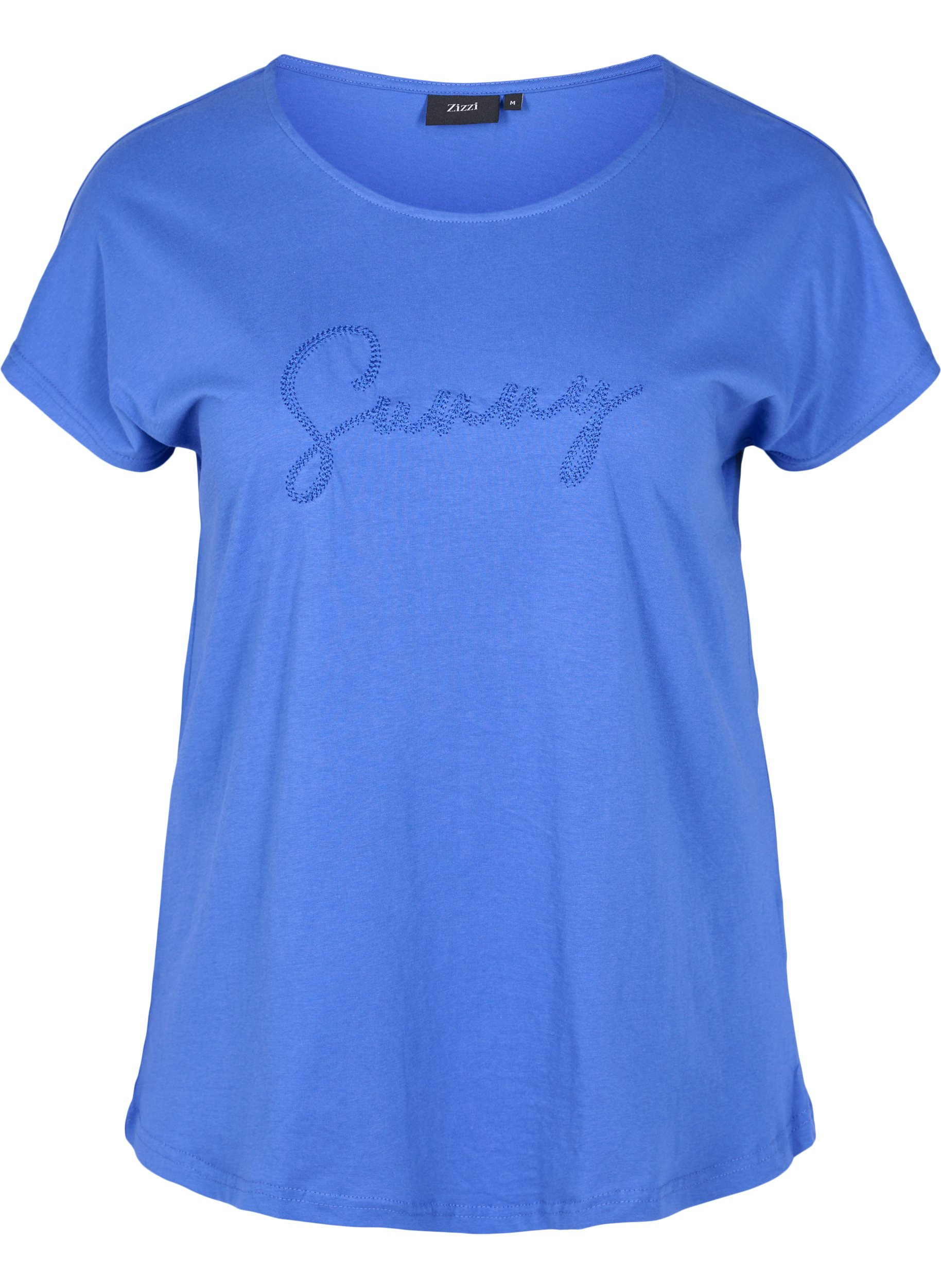 Lockeres kurzärmeliges Baumwoll-T-Shirt, Dazzling Blue SUNNY, Packshot image number 0