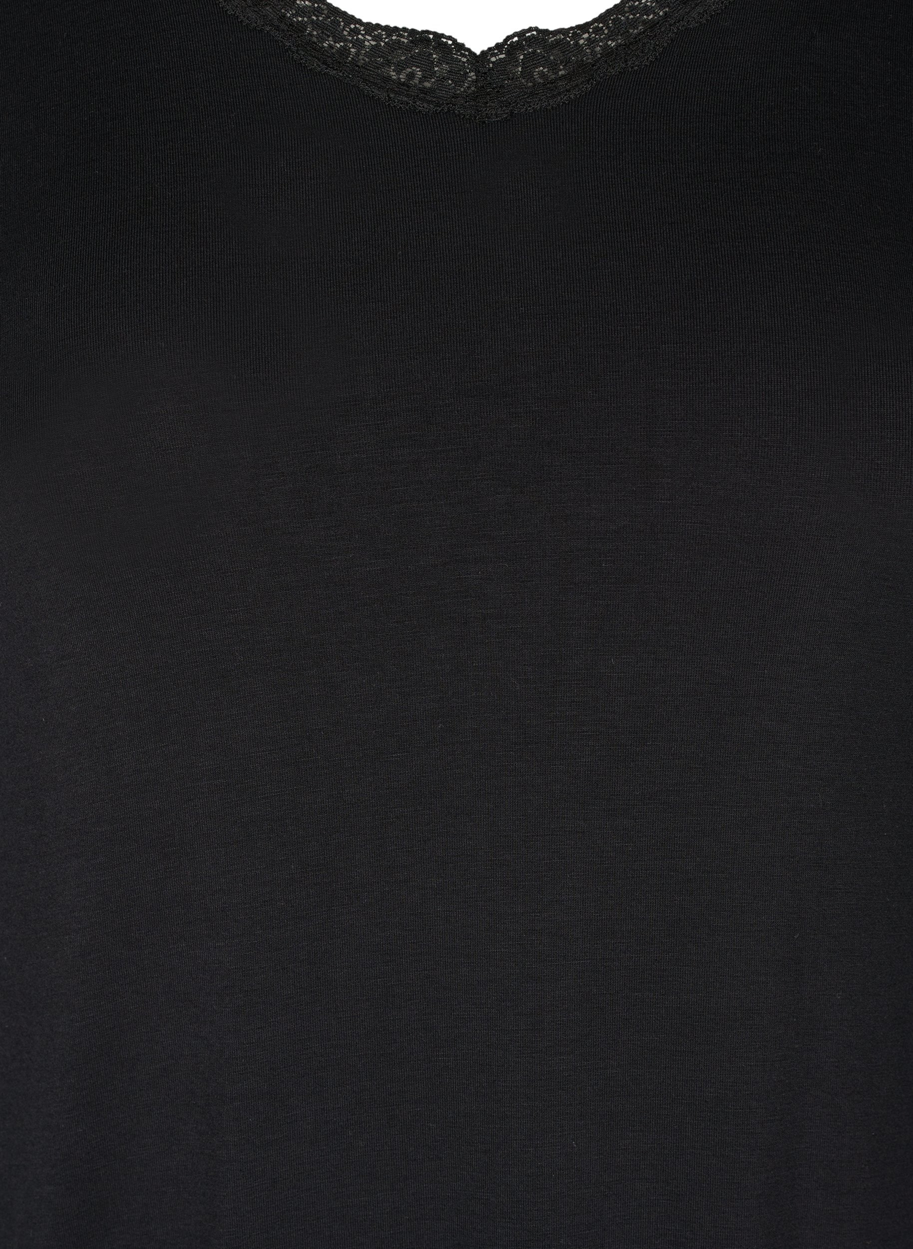 Kurzarm Nachthemd aus Viskose, Black, Packshot image number 2